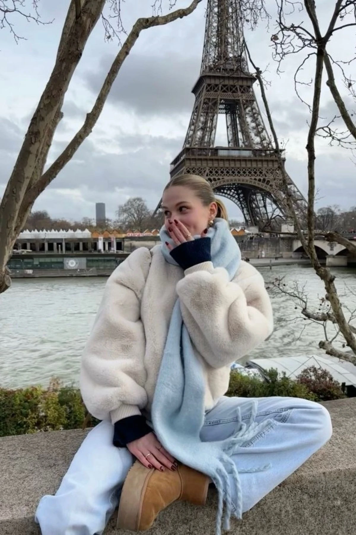 Alessa Atkı Yumuşak Dokulu Omuz Şalı - mavi