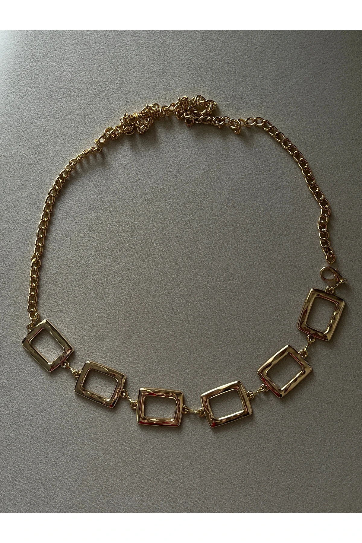 Kare Detaylı Gold Bel Zinciri