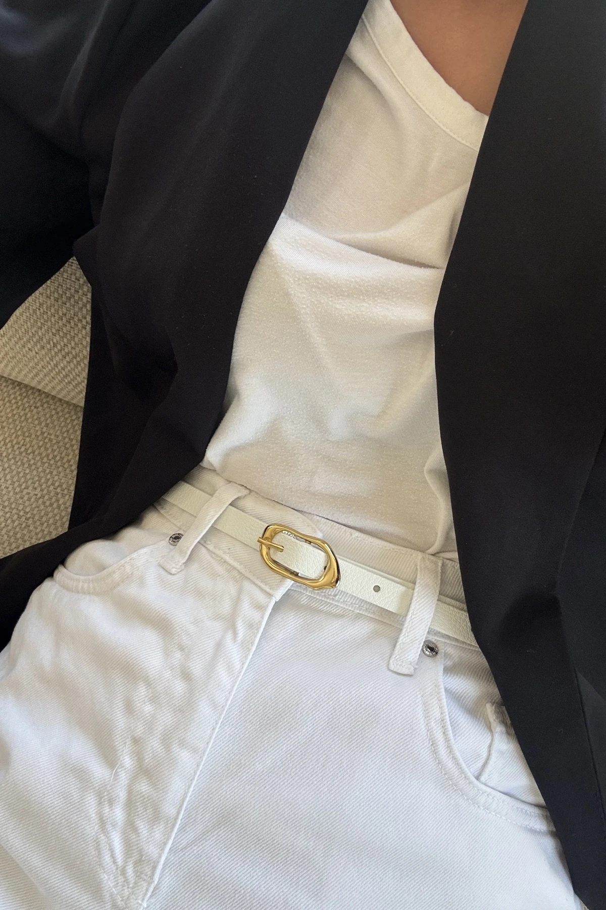 Marta Gold Tokalı Kadın Kemer - beyaz