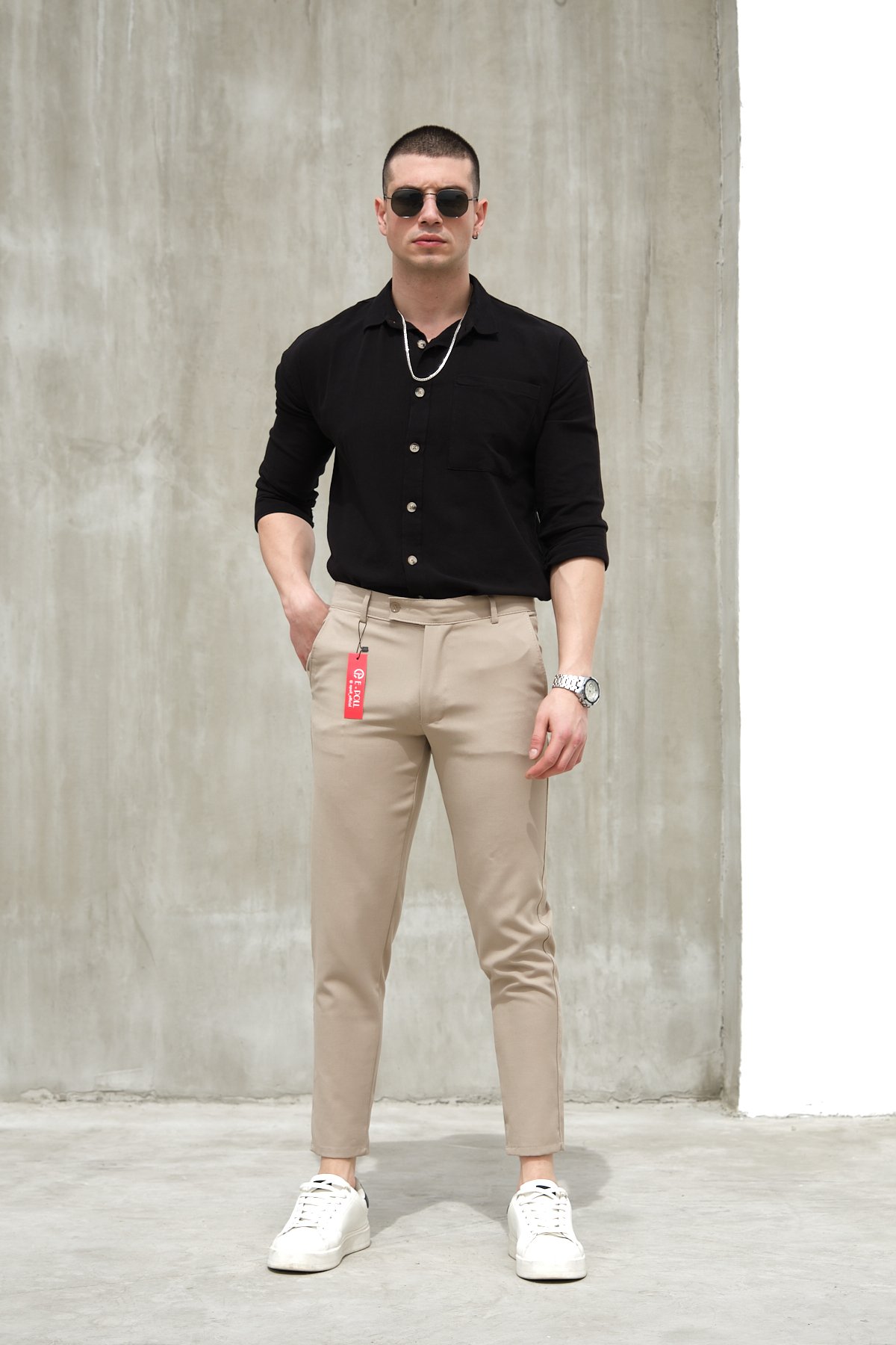 Erkek Italyan Kesim Slim Fit Kaliteli Esnek Likralı Kumaş Pantolon EPL-011 - bej