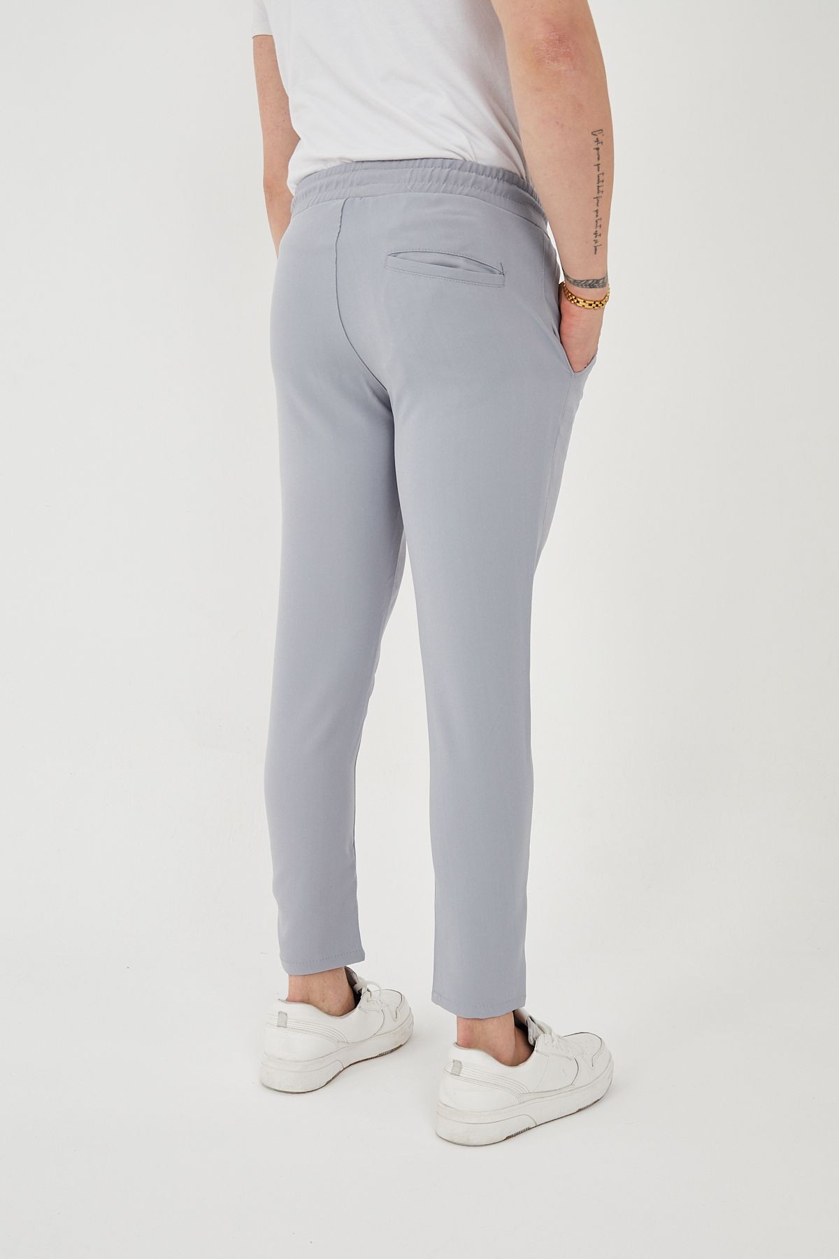 Unisex Beli Lastikli Yandan Cepli Likralı Jogger Pantolon