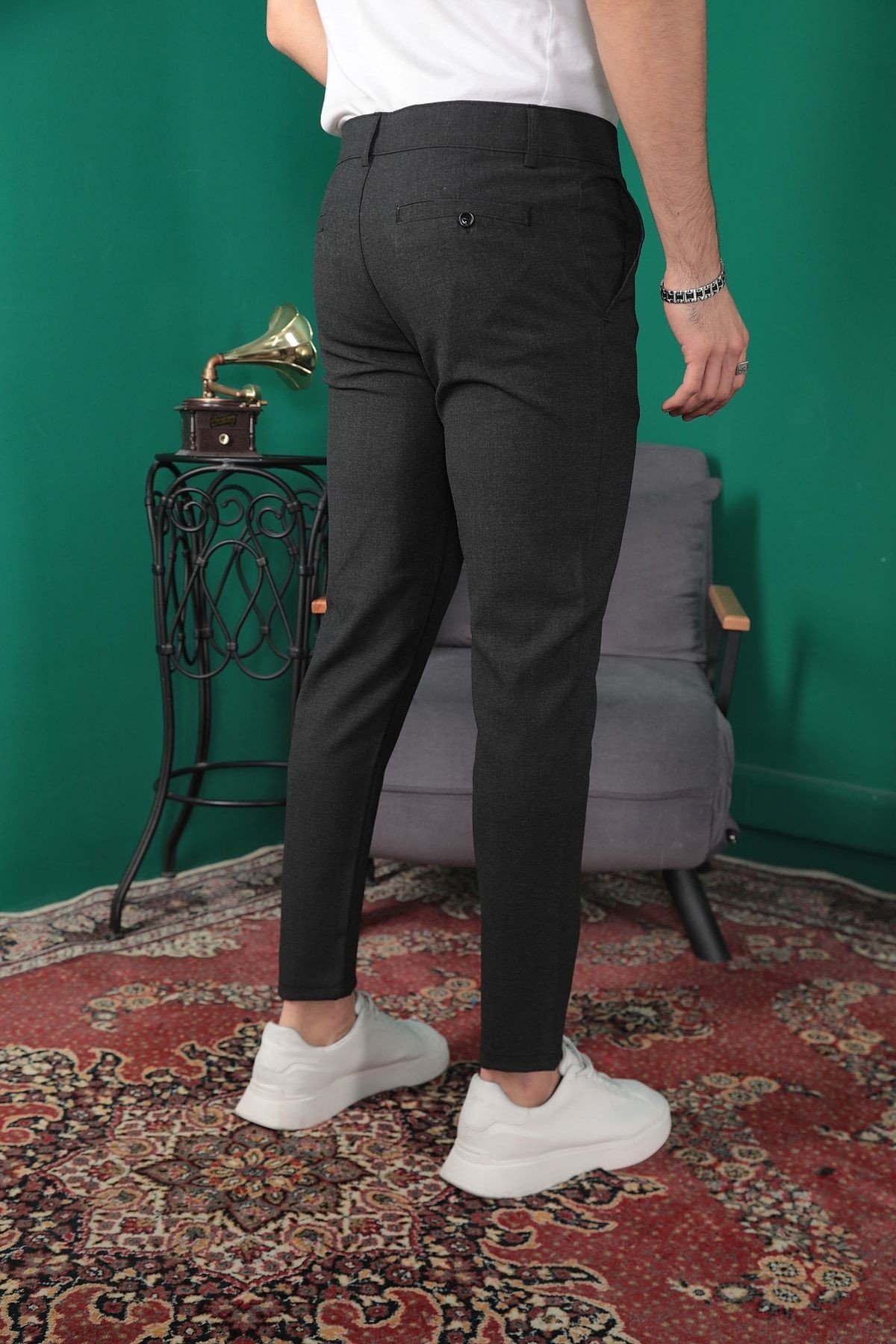 Erkek Italyan Kesim Slim Fit En Boy Likralı Bilek Boy Esnek Kumaş Pantolon