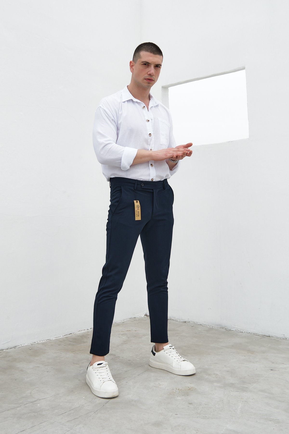 Erkek Italyan Kesim Slim Fit Kaliteli Esnek Likralı Kumaş Pantolon EPL-011 - lacivert