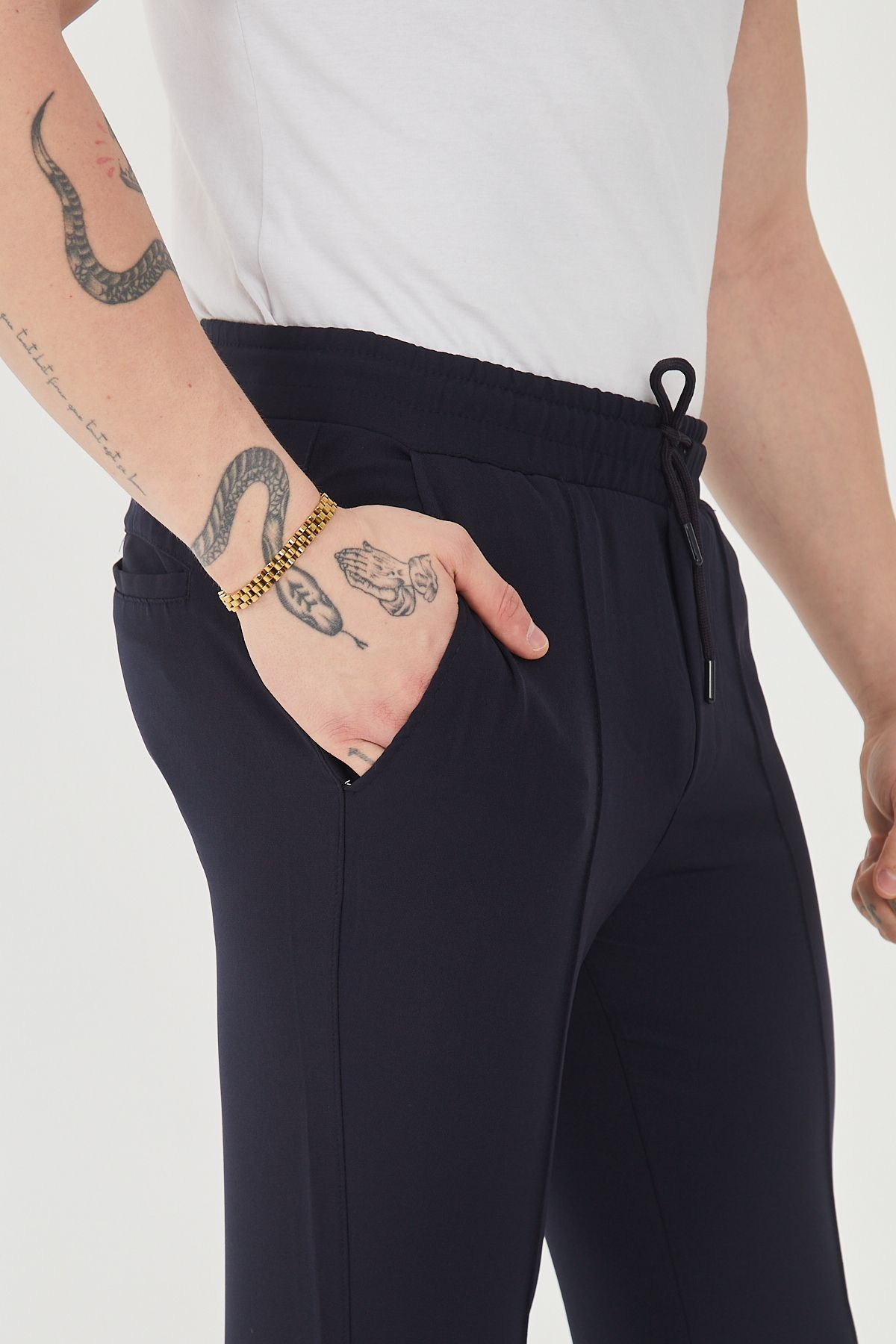 Unisex Şeritli Yandan Cepli Beli Lastikli Polyester Likralı Jogger Pantolon