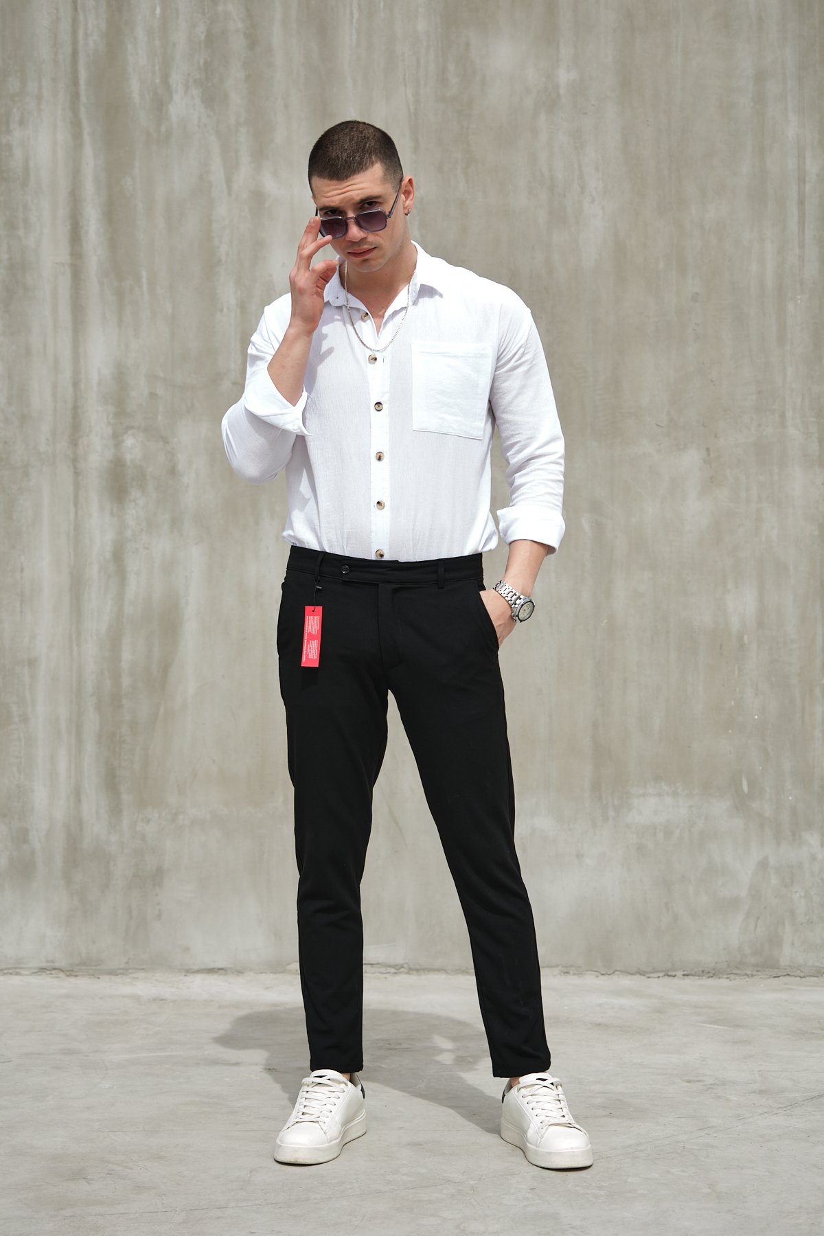 Erkek Italyan Kesim Slim Fit Kaliteli Esnek Likralı Kumaş Pantolon EPL-011 - siyah