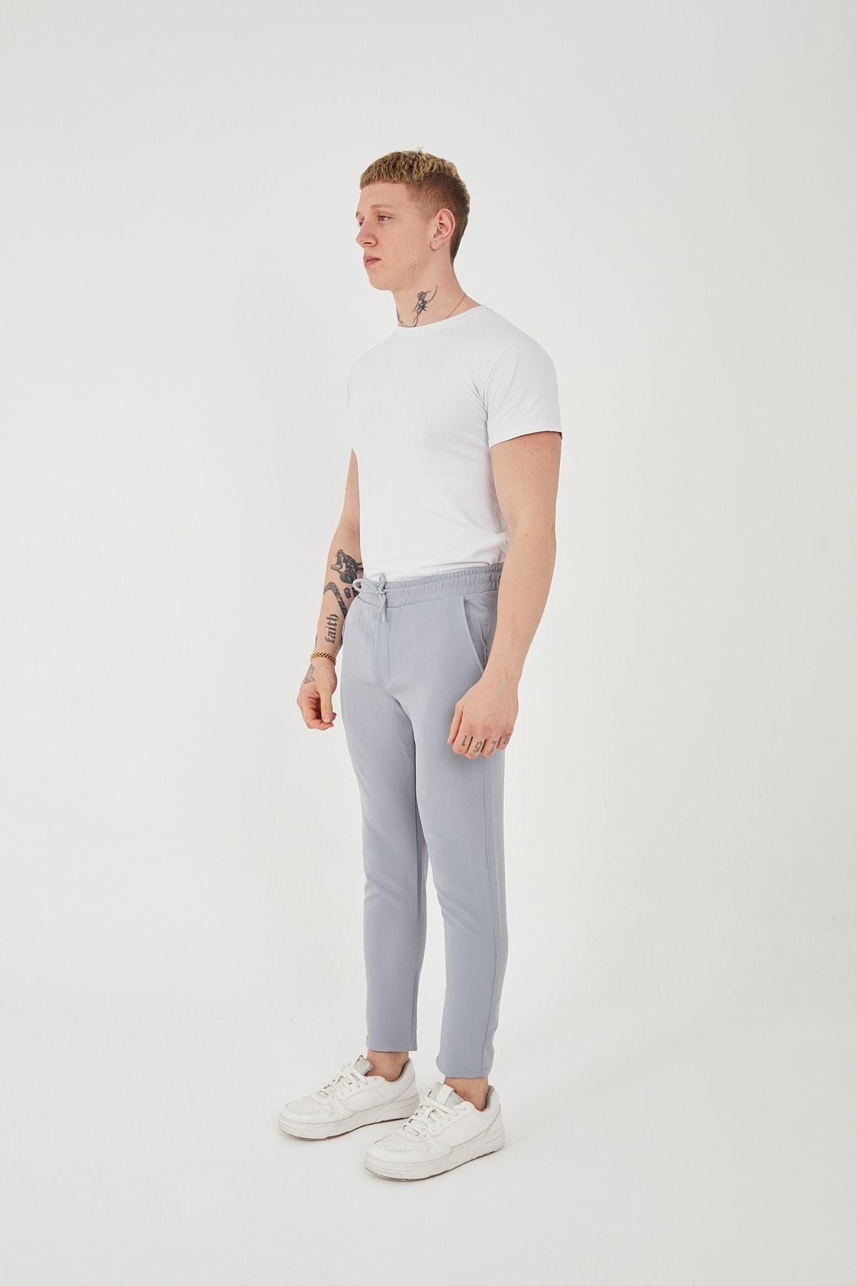 Unisex Beli Lastikli Yandan Cepli Likralı Jogger Pantolon