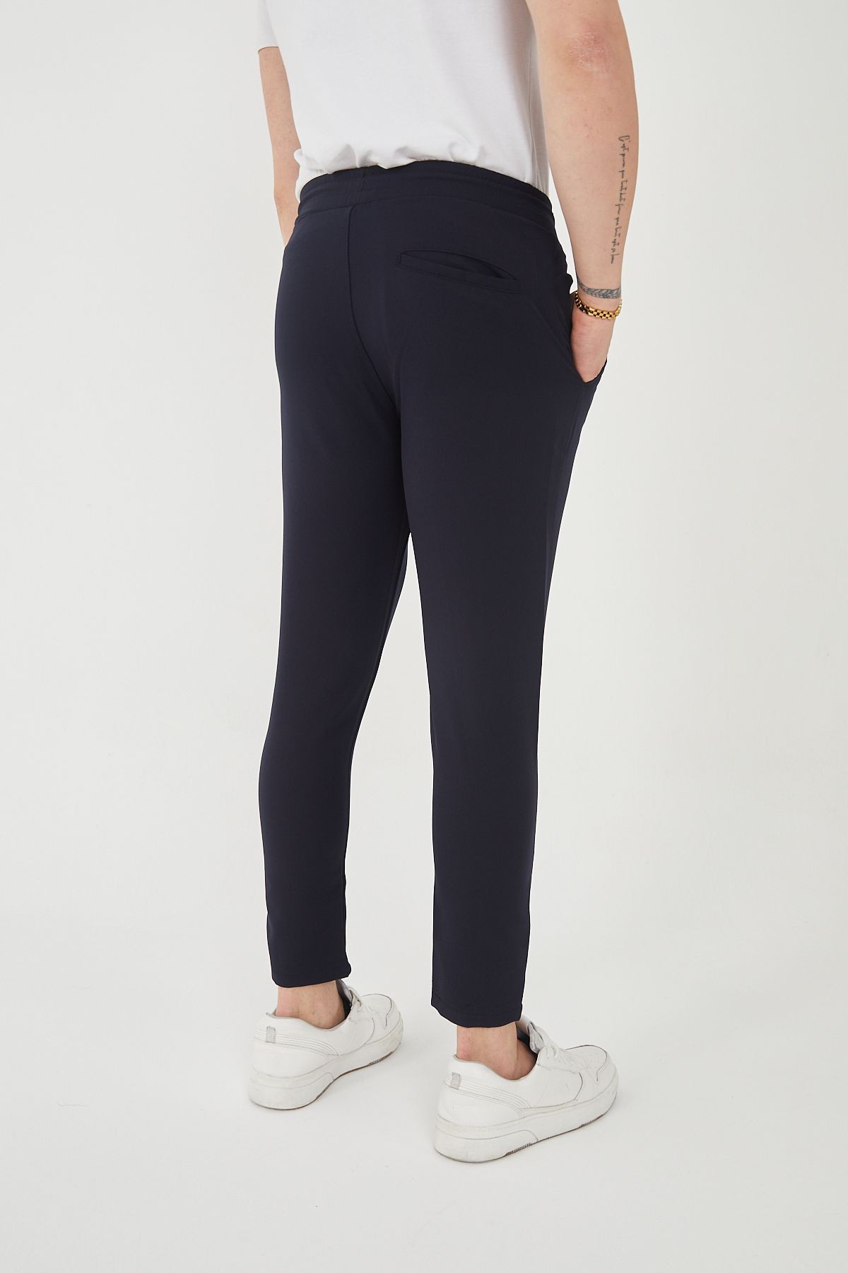 Unisex Şeritli Yandan Cepli Beli Lastikli Polyester Likralı Jogger Pantolon