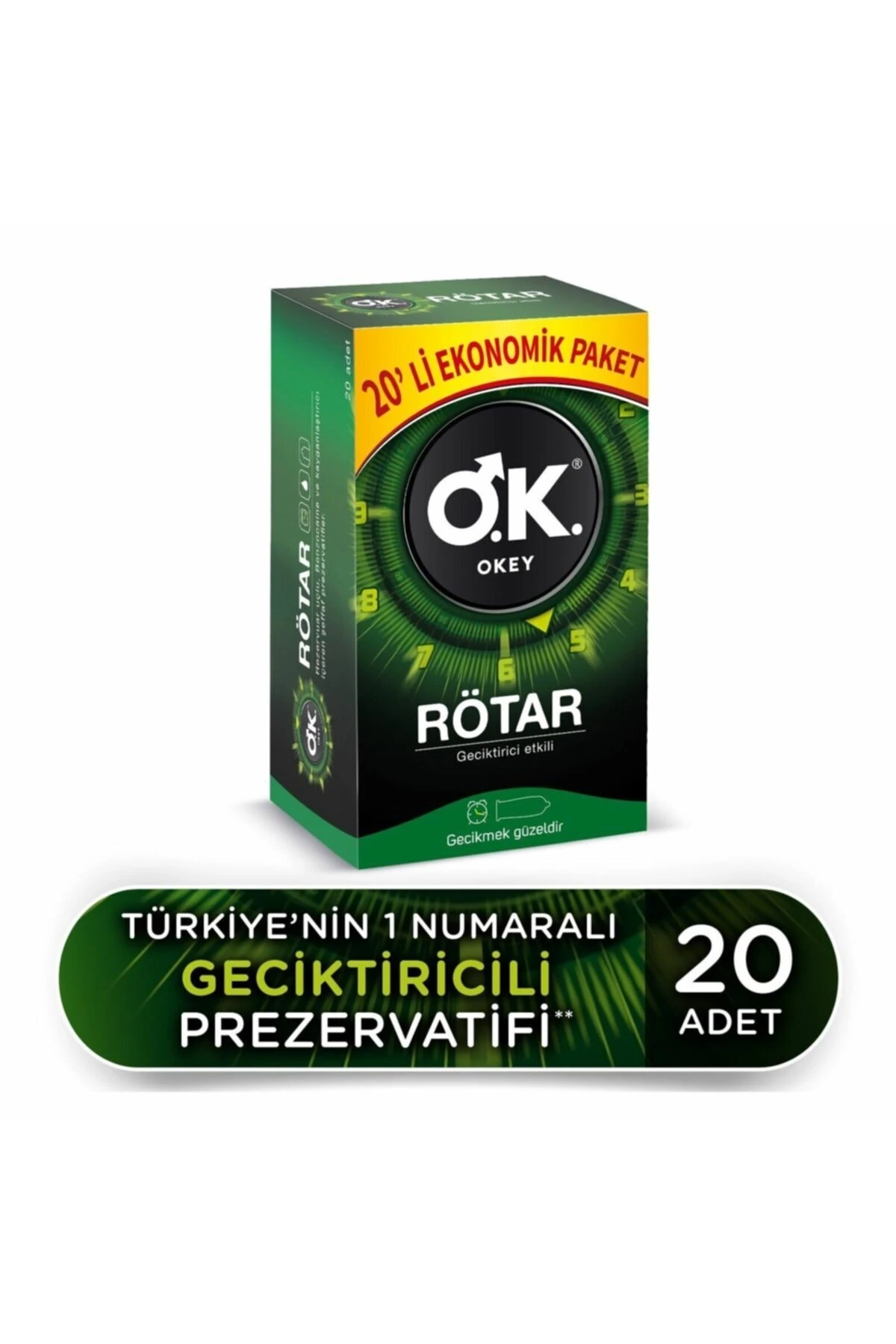 Okey Rötar Prezervatif 20’li | Geciktirici Etkili Uzun Süreli Performans