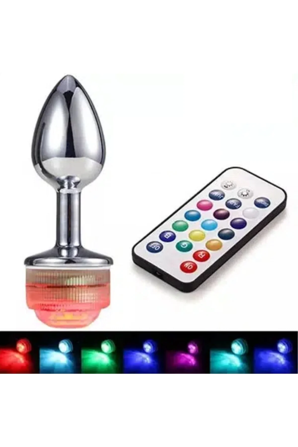 Led Işıklı ve Kablosuz Uzaktan Kumandalı Anal Metal Plug Zevk Uyarıcı Tıkaç Oyuncağı image