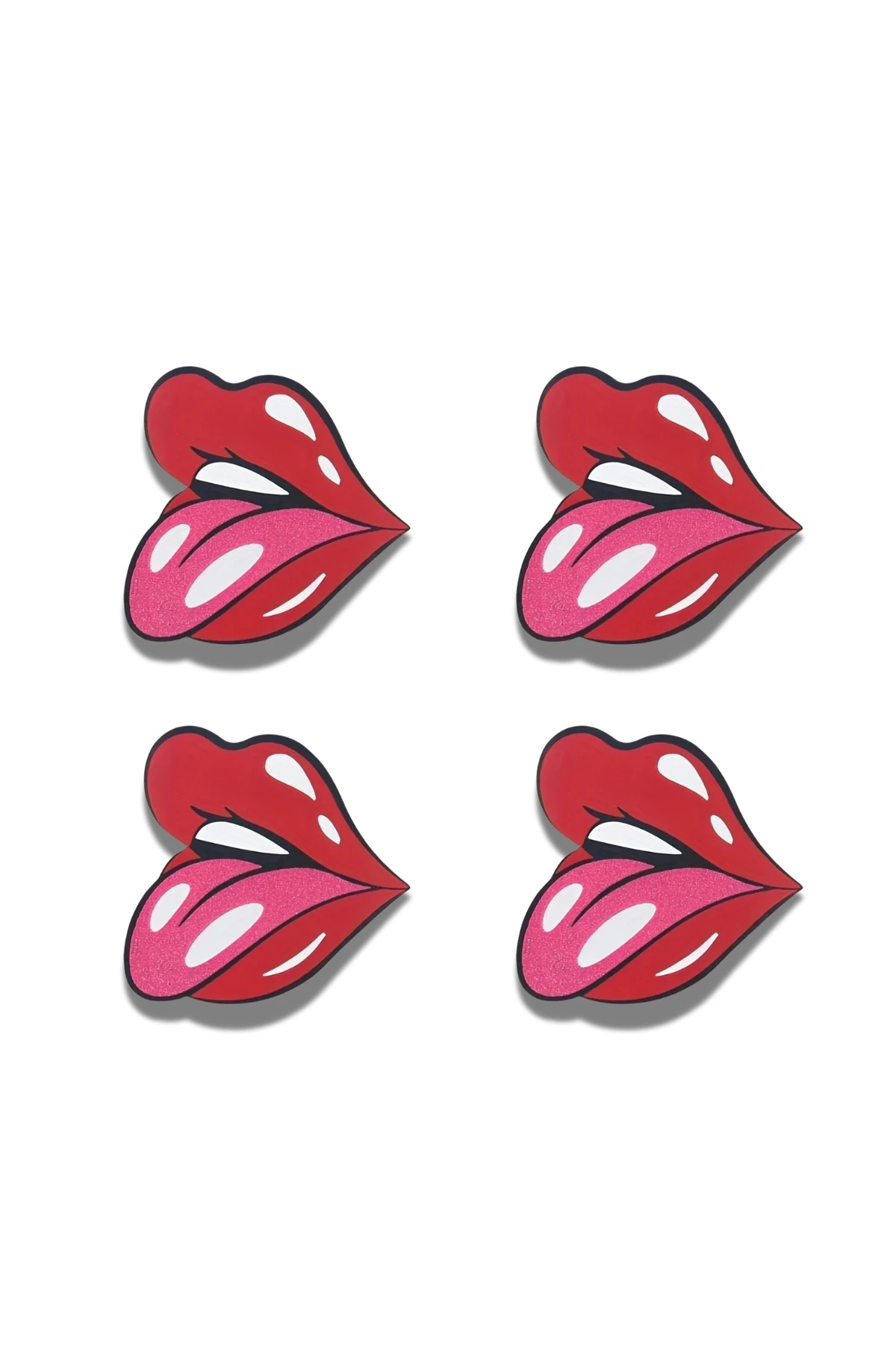 2 Çift Kırmızı Göğüs Ucu Kapatıcı Gizleyici Ped Bandı-Dudaklı (Yalama Efektli) Meme Ucu Stickerı image