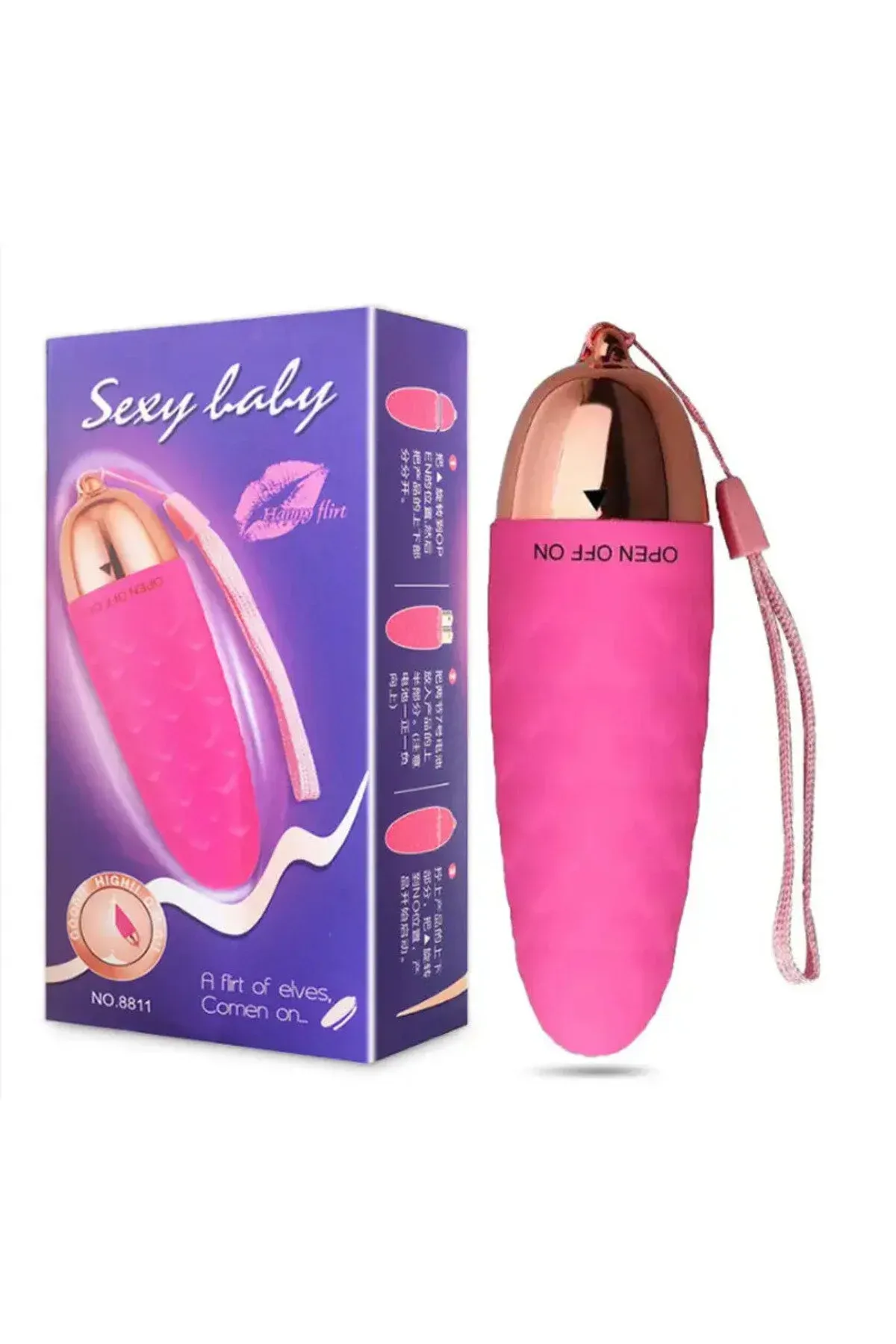 Titreşimli Tırtıklı Yumurta Vibratör Taşınabilir Dildo - Masaj Aleti