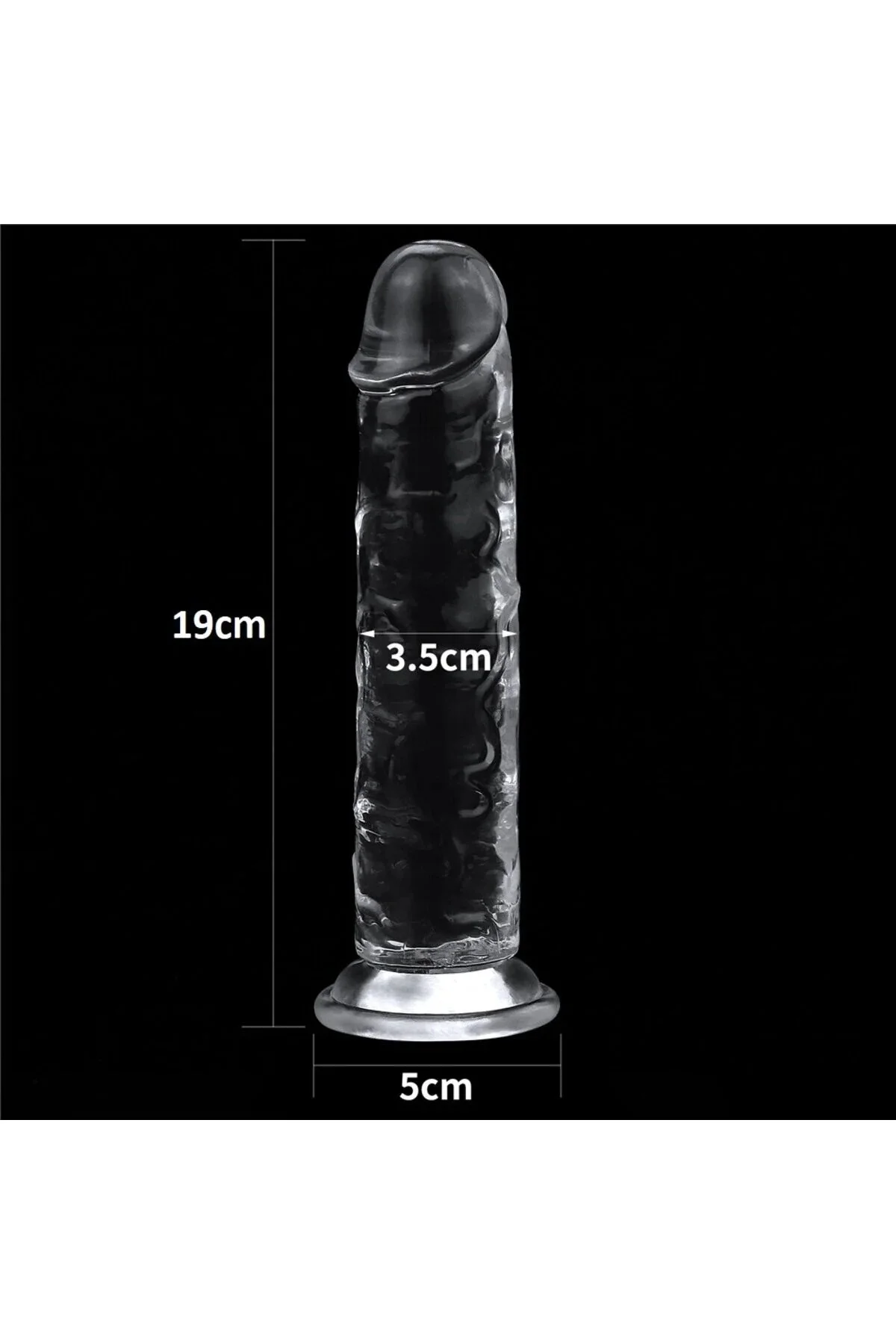19 Cm Şeffaf Jel Dildo Gerçekçi Yumuşak Dokuda Güçlü Vantuzlu Testissiz Yapay Penis image