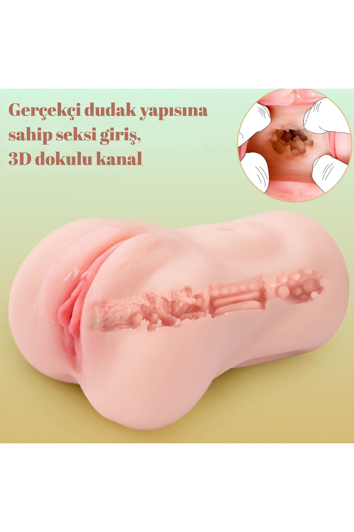 Titreşimli Gerçekçi Vajina Mastürbatör Şarjlı Suya Dayanıklı Model