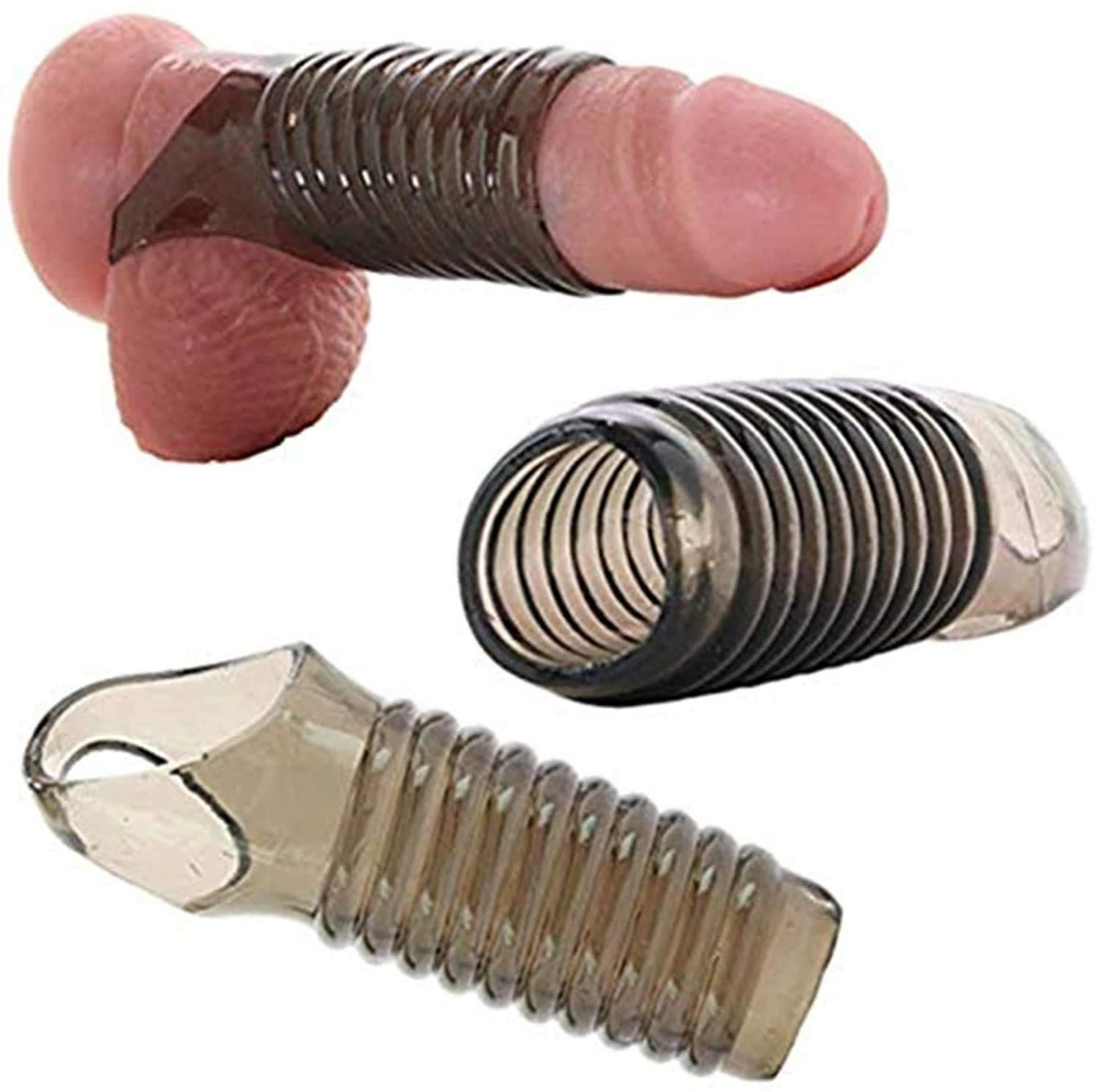 Tırtıklı Yarım Penis Kılıfı Testis Girişli Silikon Kılıf