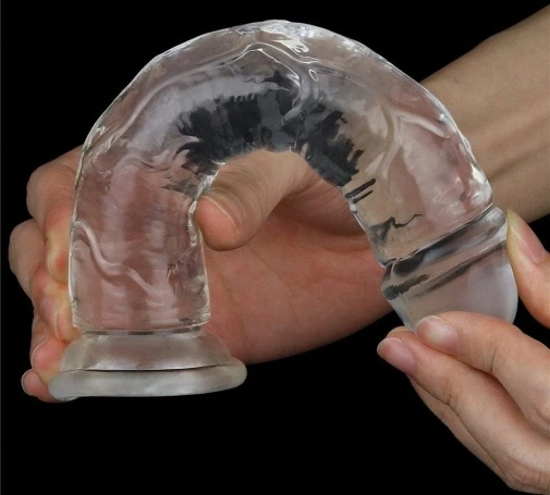 19 Cm Şeffaf Jel Dildo Gerçekçi Yumuşak Dokuda Güçlü Vantuzlu Testissiz Yapay Penis