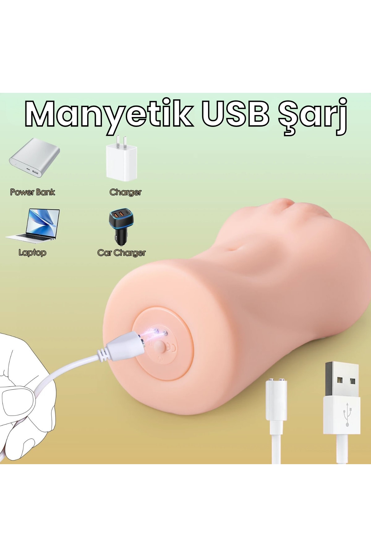 Titreşimli Gerçekçi Vajina Mastürbatör Şarjlı Suya Dayanıklı Model