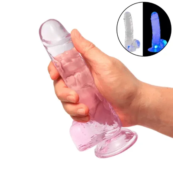 Ledli Testisli Gerçekçi Vantuzlu Dildo 14 cm