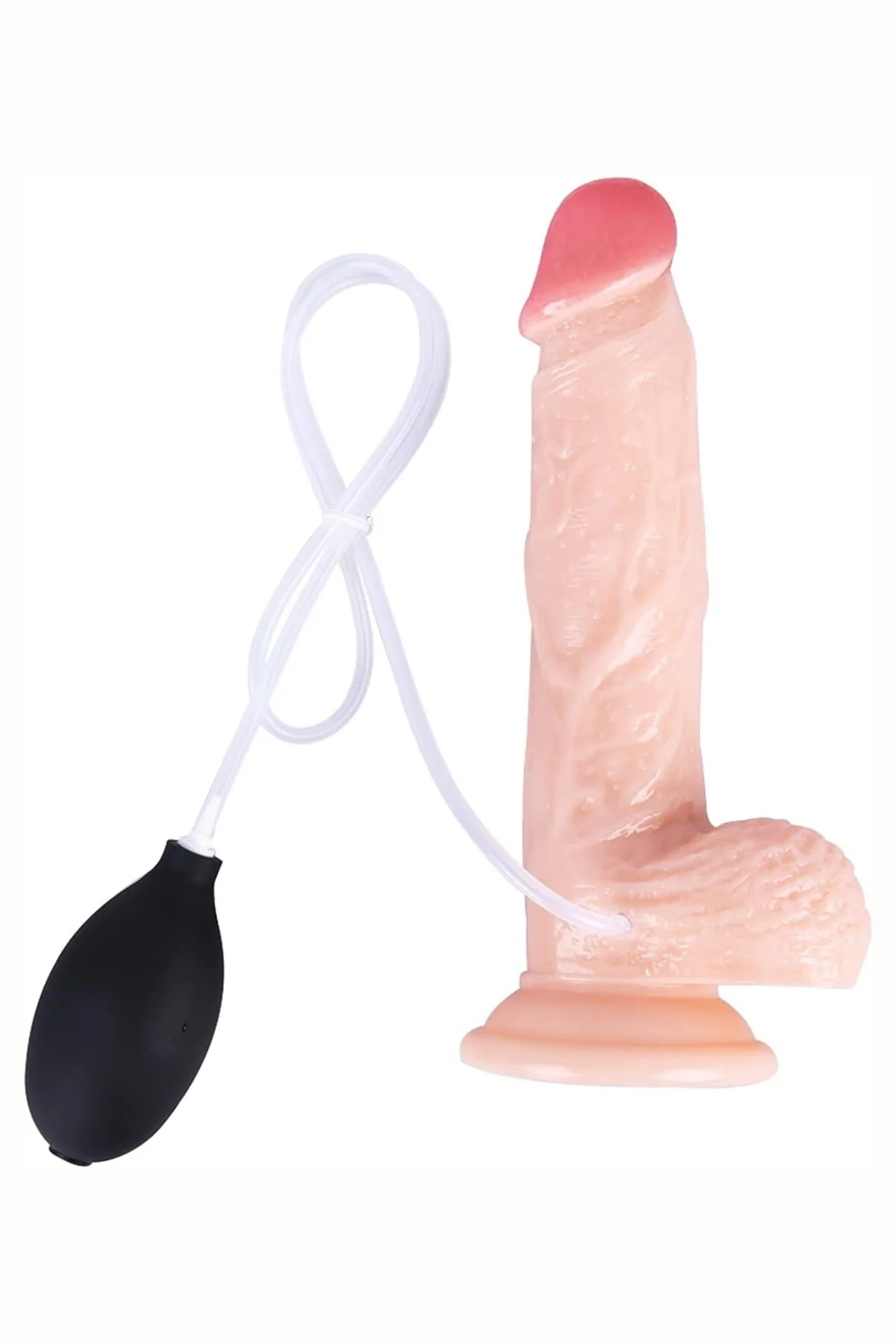 21 Cm Ten Rengi Fışkırtmalı Dildo Gerçekçi Yumuşak Dokuda Güçlü Vantuzlu Testisli Püskürtmeli Penis image