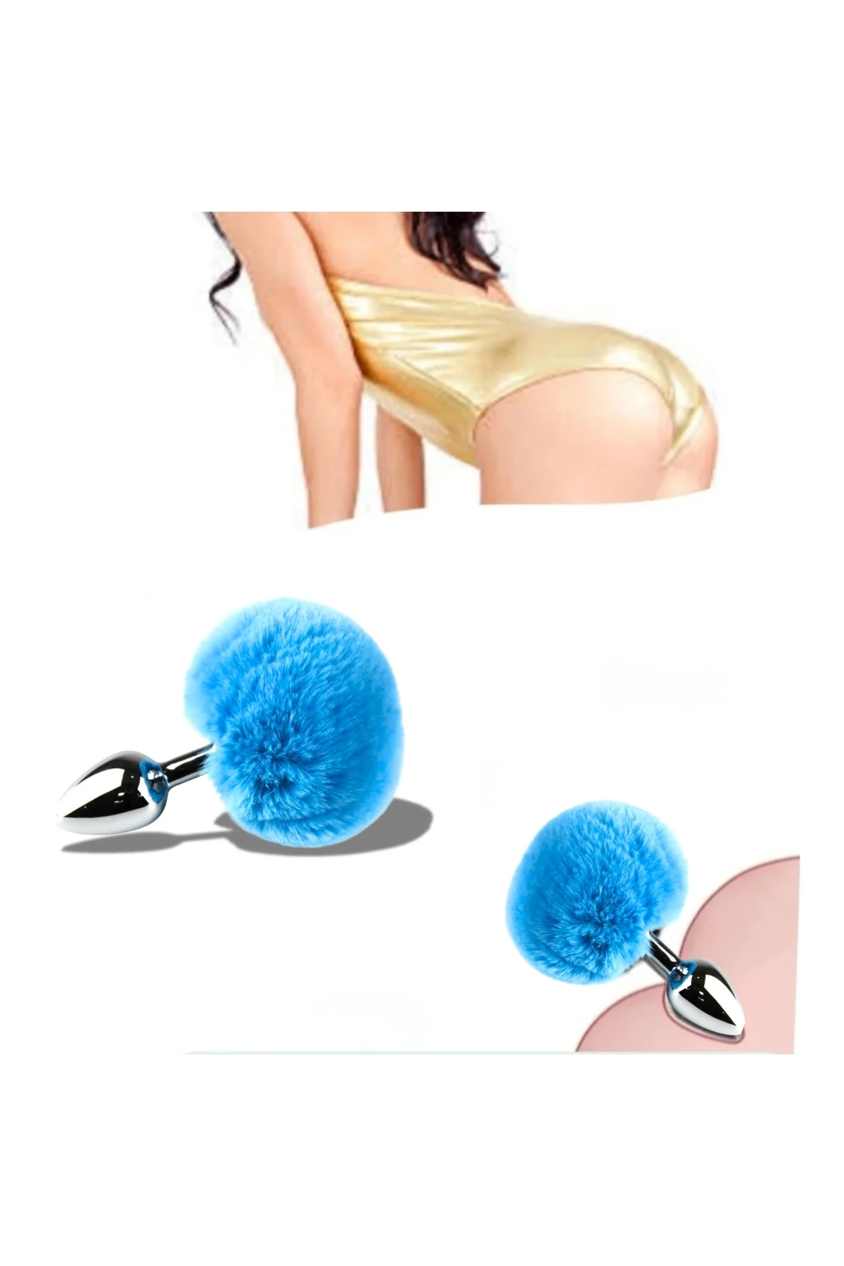 Tavşan Kuyruk Ponpon Paslanmaz Çelik Anal Plug main variant image