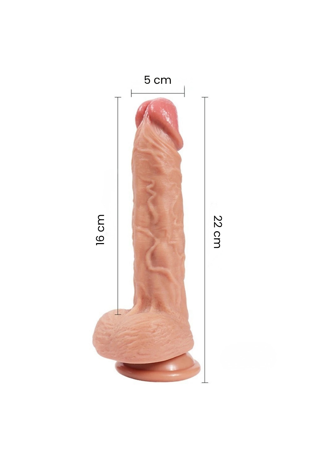 22 Cm Damarlı Esnek Ten Rengi Realistik Vantuzlu Dildo