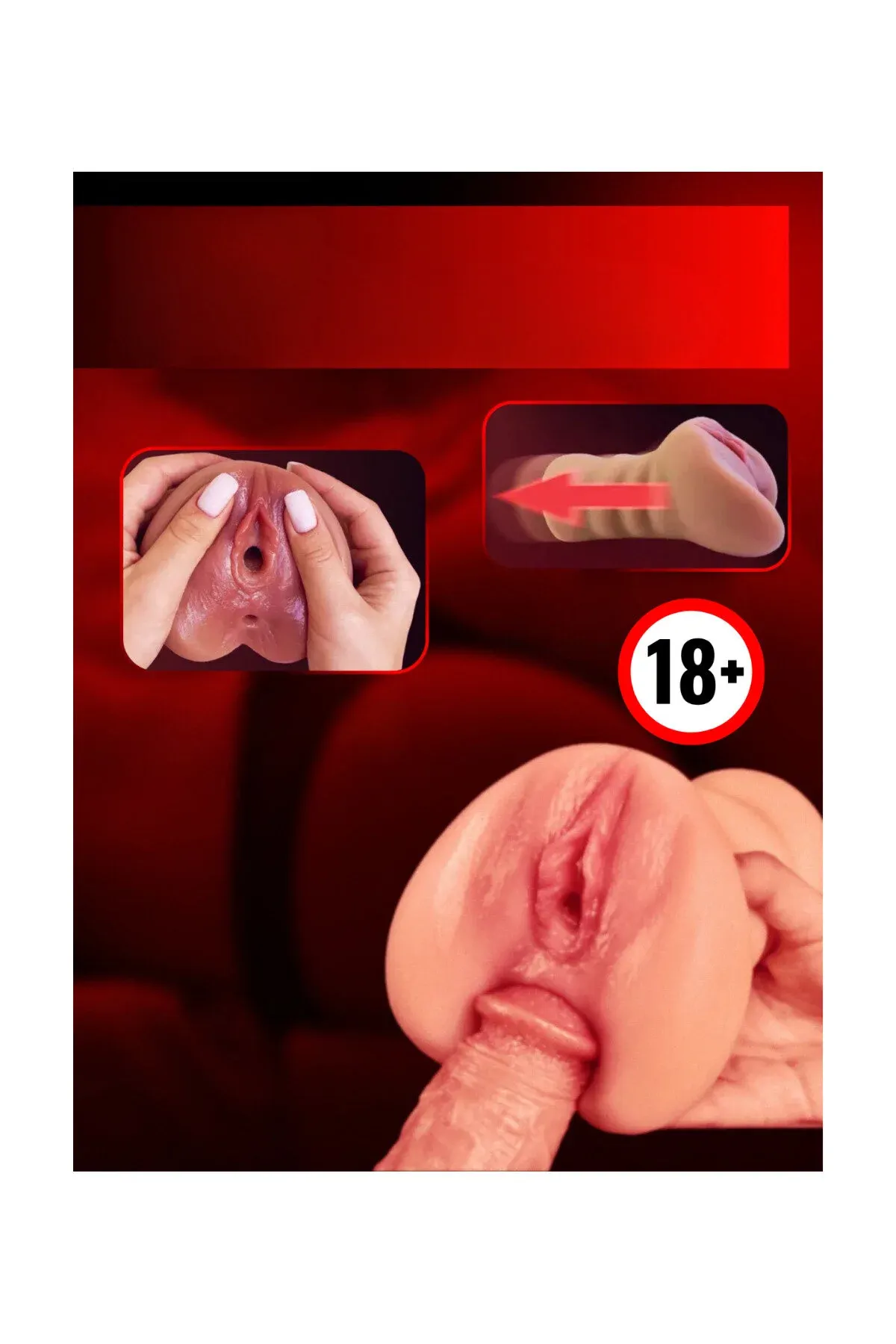 Çift Girişli Anal ve Vajinal Gerçekçi Mastürbatör 500 gr