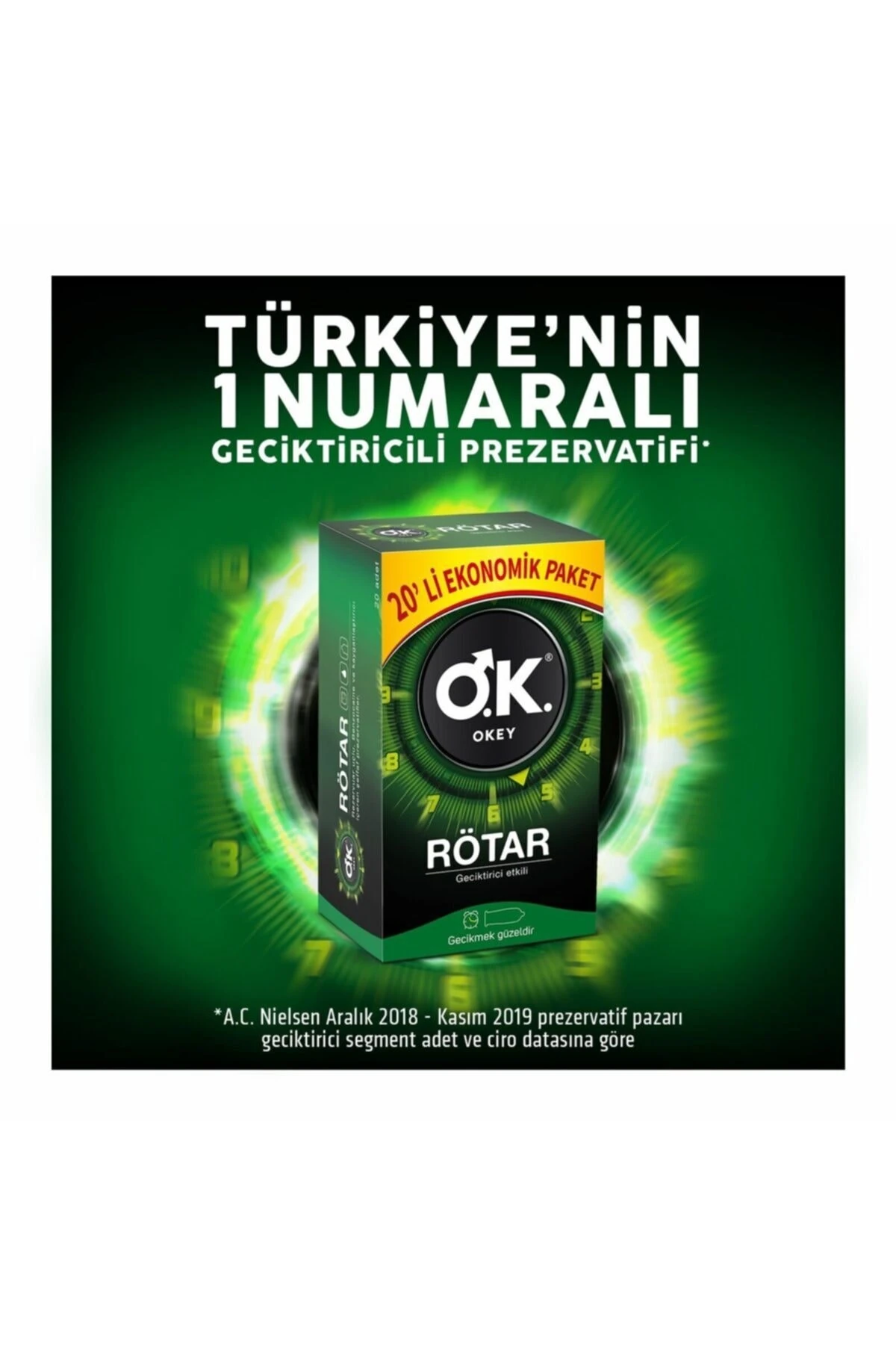 Okey Rötar Prezervatif 20’li | Geciktirici Etkili Uzun Süreli Performans