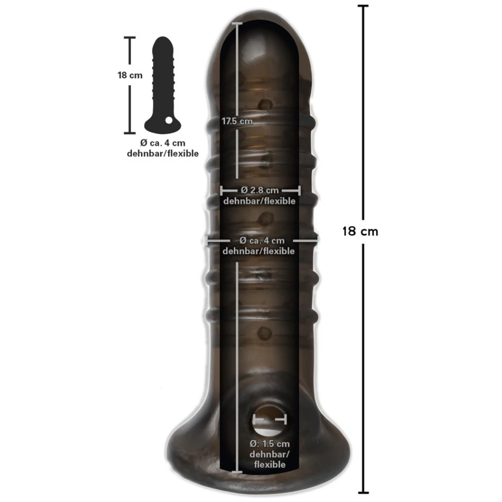 18 Cm Testis Halkalı Esnek Penis Kılıfı – Gear Dick Sleeve