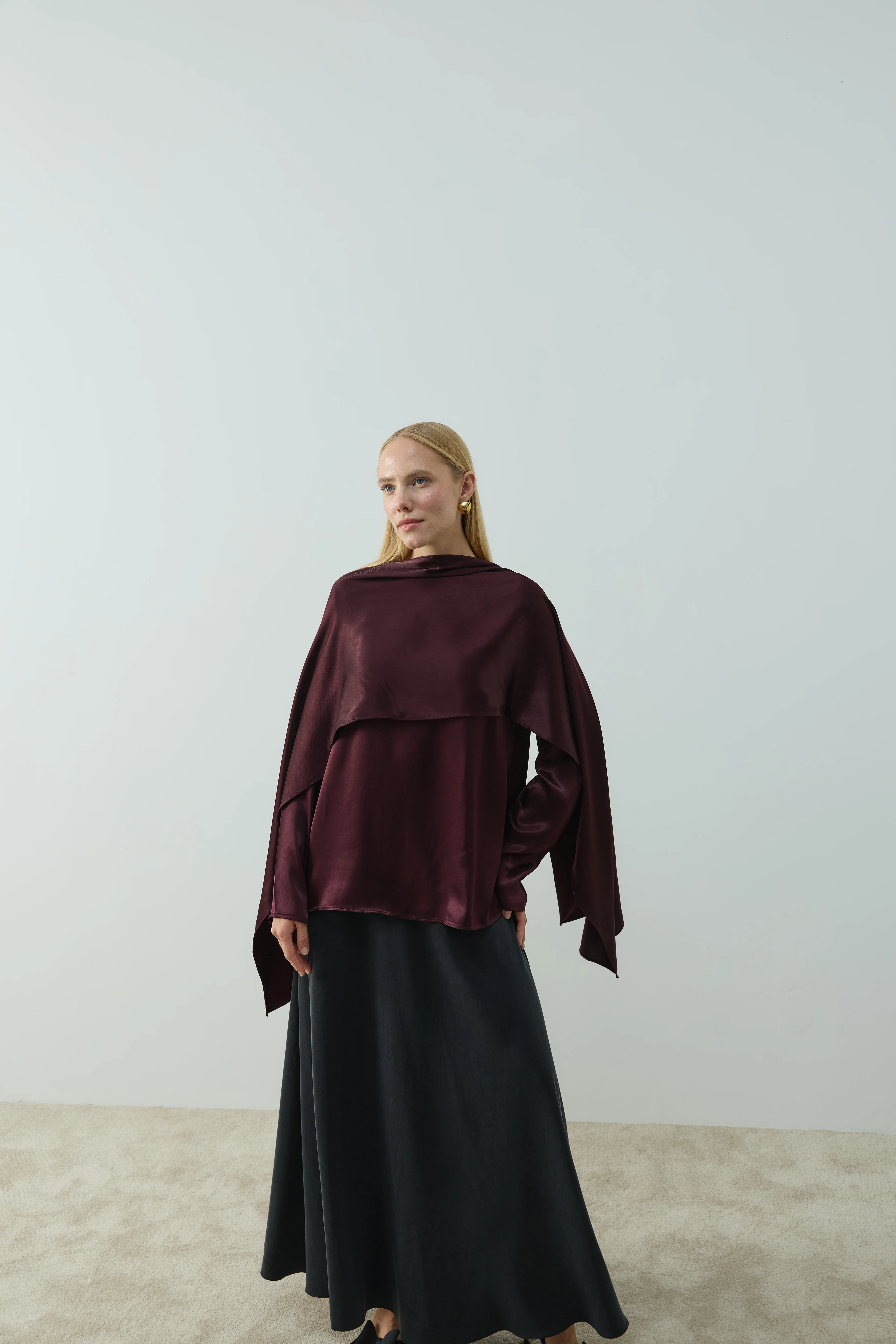 Lorin Parçalı Bluz - Mürdüm