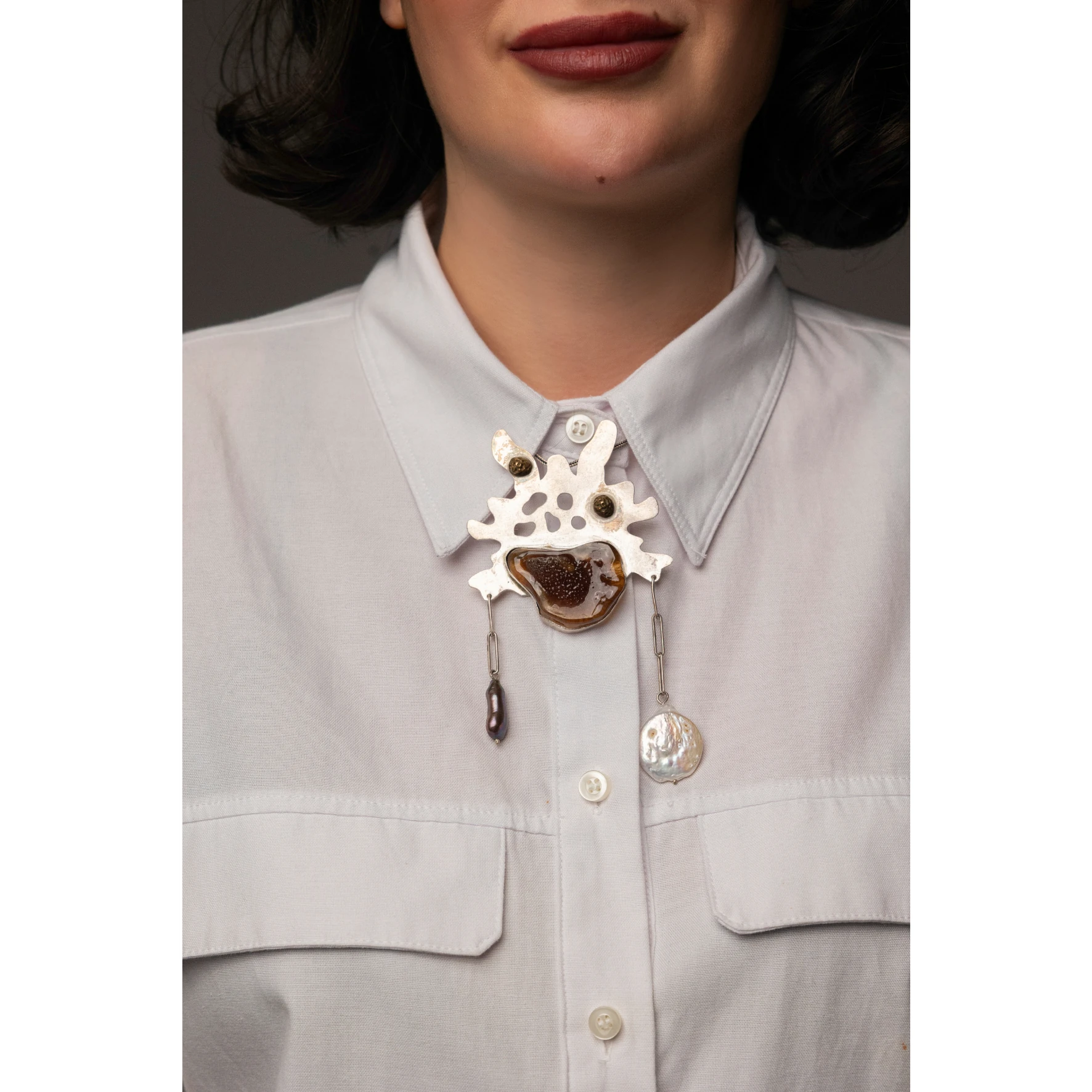 CLARUS Broş Kolye 925 Ayar Gümüş