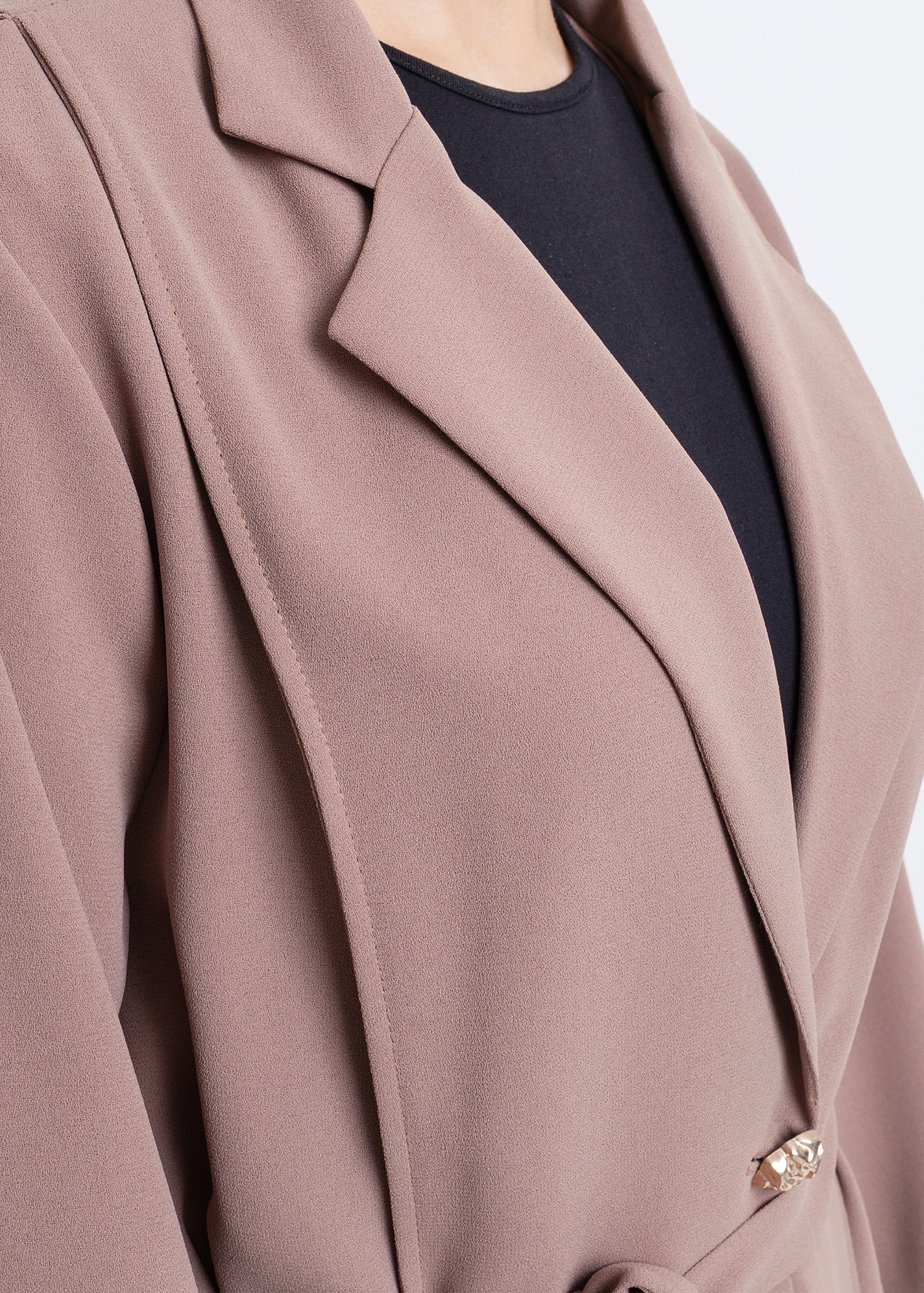 Revna Atelier Pera Gold Düğmeli Cappuccino Ferace