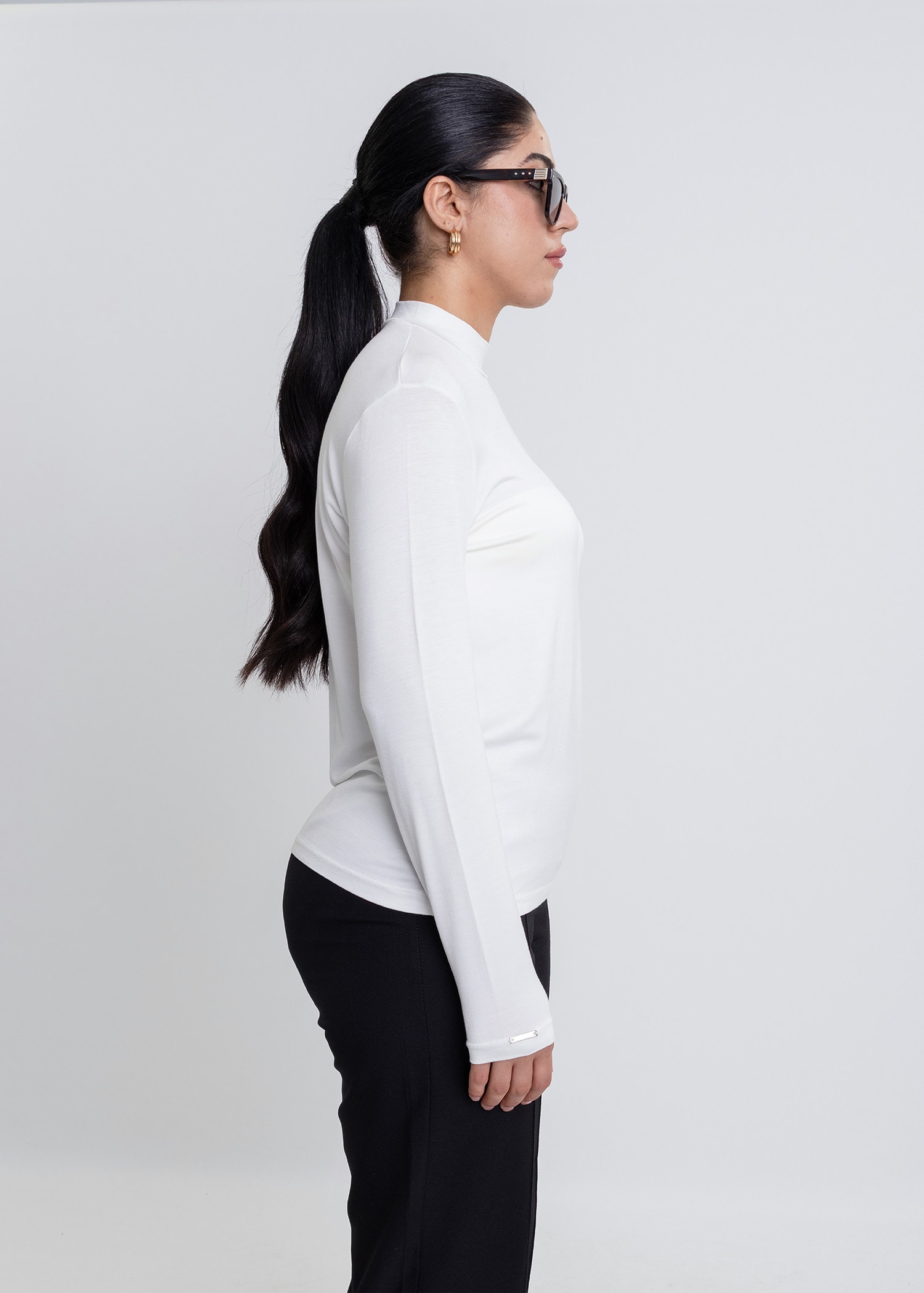 Revna Atelier Soft Yarım Balıkçı Uzun Kol Ekru Bluz İçlik