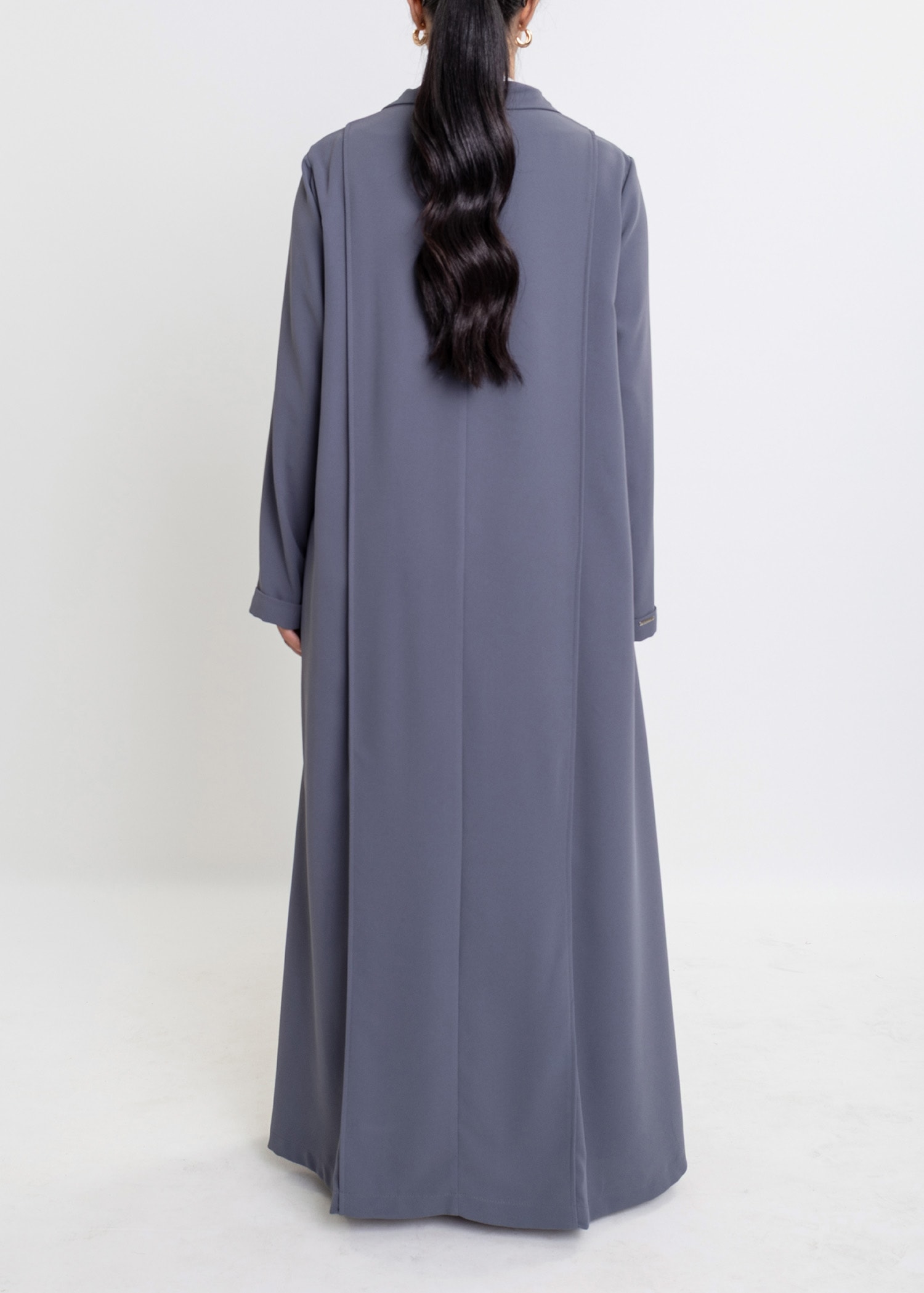 Revna Atelier Luna Kaplama Düğmeli Füme Ferace
