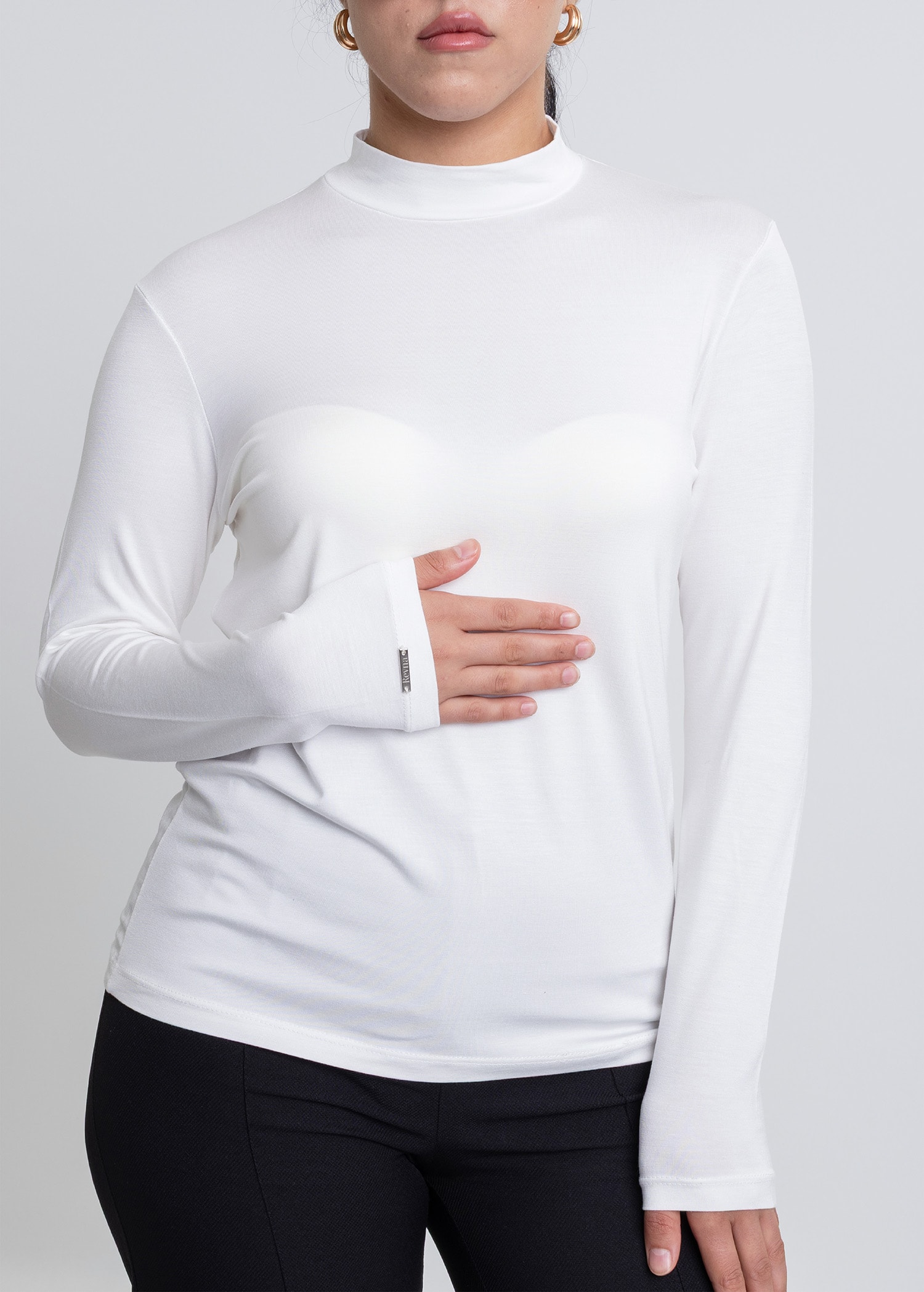 Revna Atelier Soft Yarım Balıkçı Uzun Kol Ekru Bluz İçlik