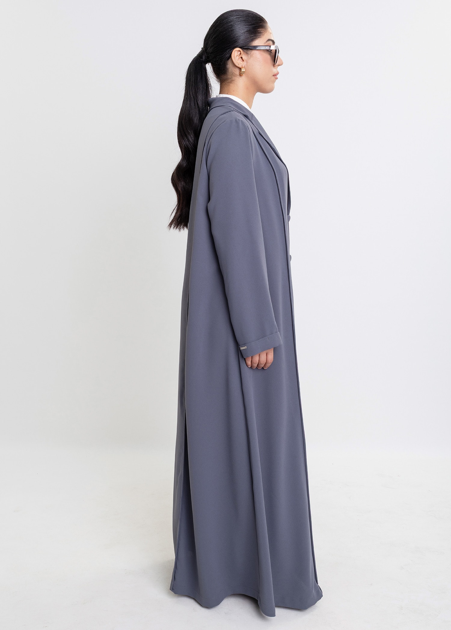 Revna Atelier Luna Kaplama Düğmeli Füme Ferace