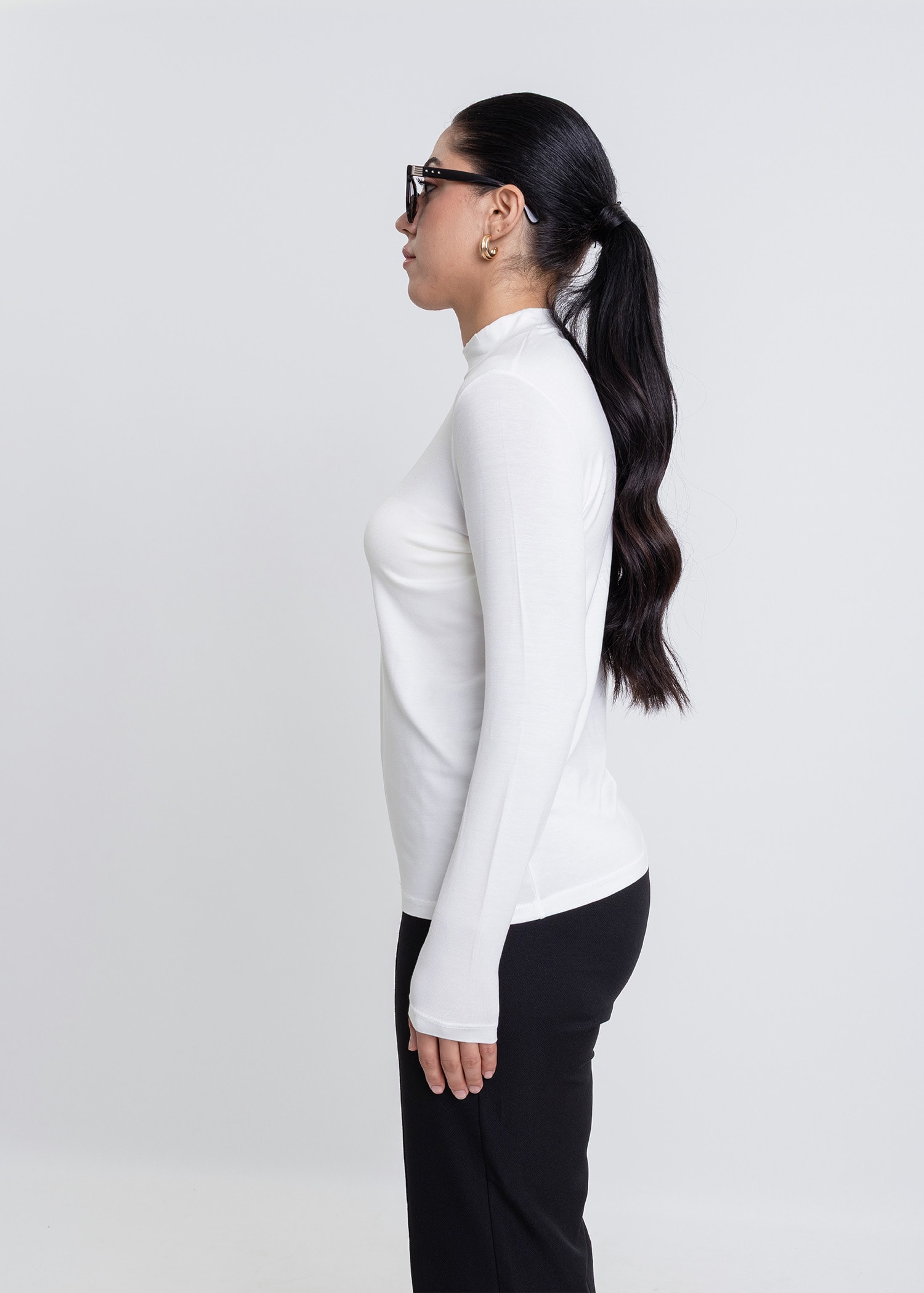 Revna Atelier Soft Yarım Balıkçı Uzun Kol Ekru Bluz İçlik