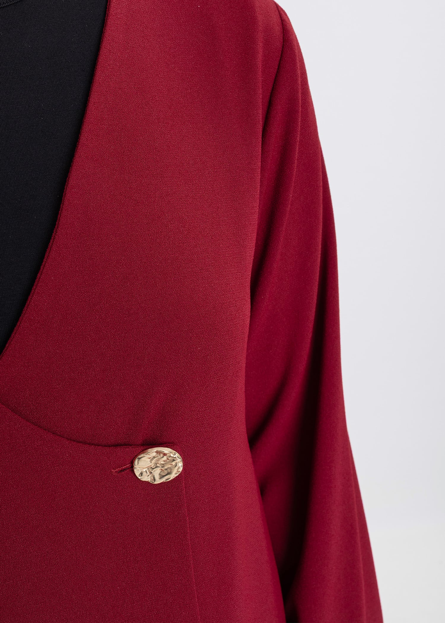 Revna Atelier Liza Kruvaze Gold Düğmeli Bordo Ferace