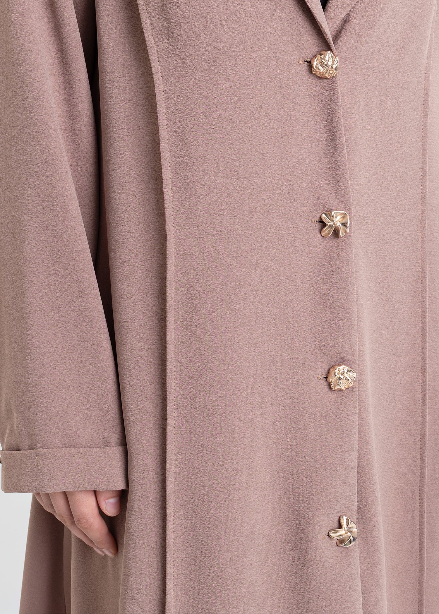Revna Atelier Pera Gold Düğmeli Cappuccino Ferace