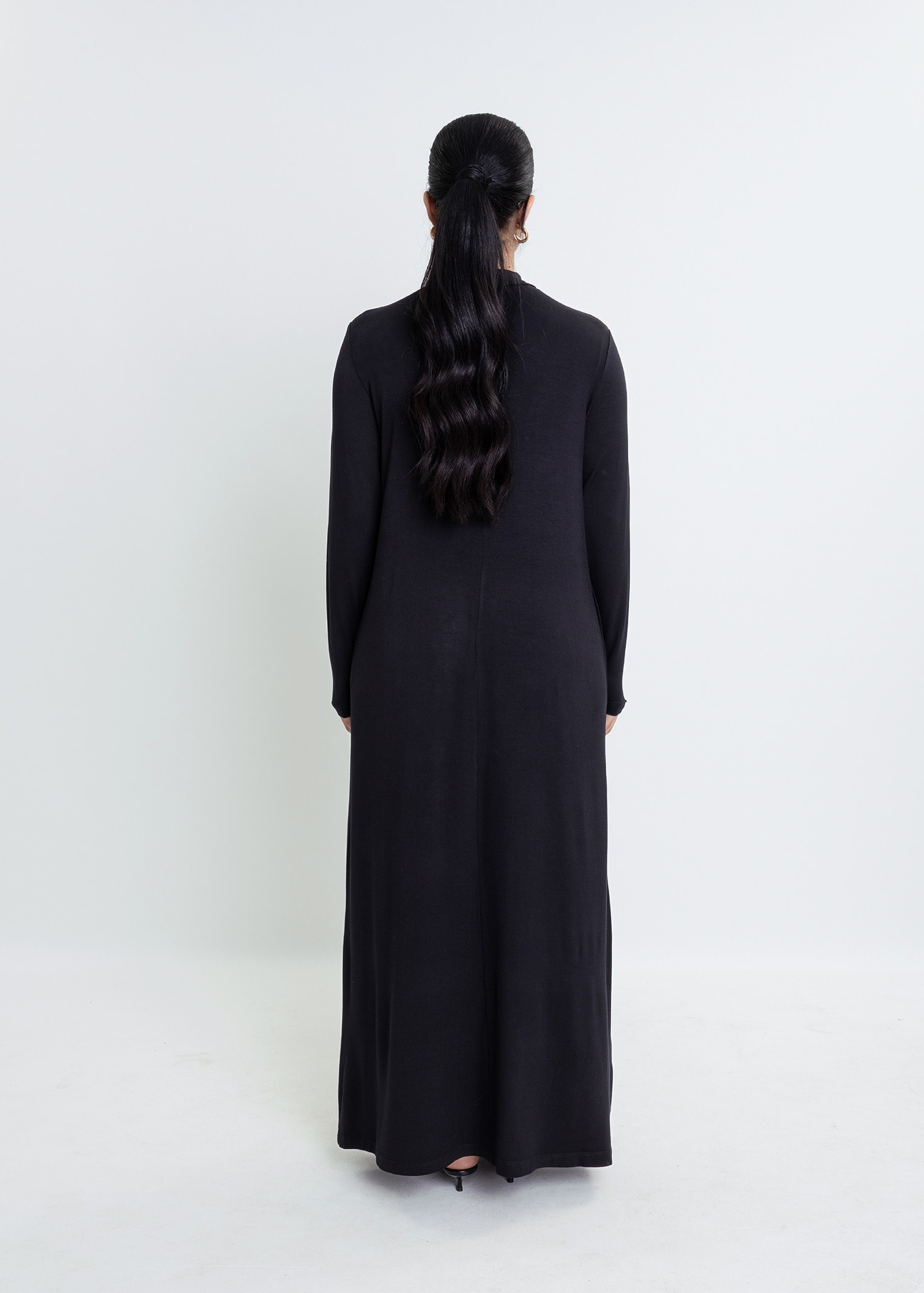 Revna Atelier Soft Yarım Balıkçı Uzun Kol Siyah Elbise
