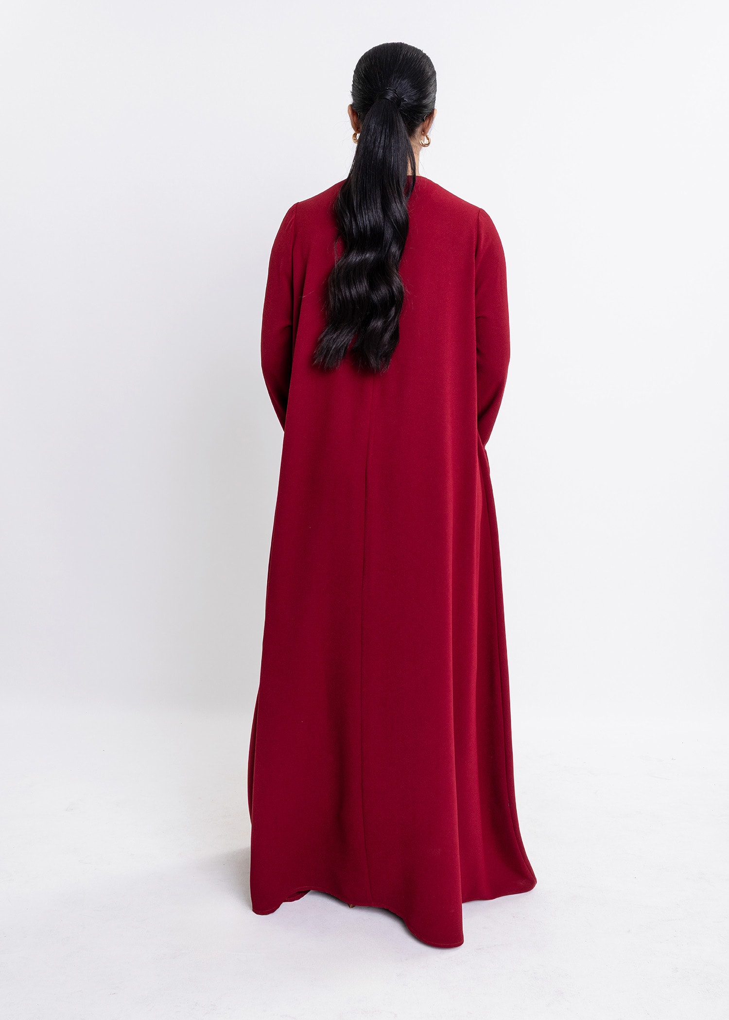 Revna Atelier Sofia Kolları Fırfırlı Kaplama Düğmeli Bordo Elbise