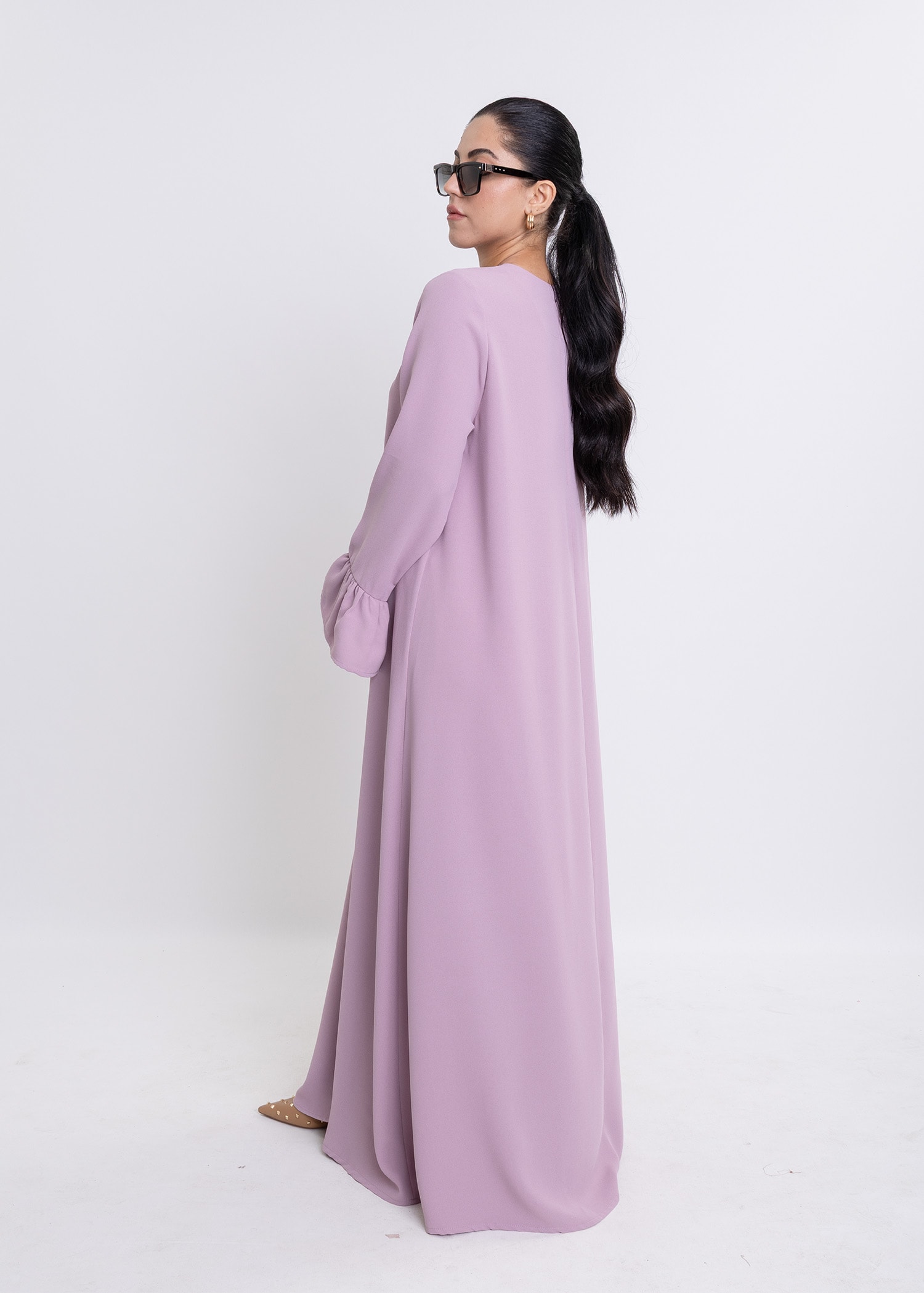 Revna Atelier Sofia Kolları Fırfırlı Kaplama Düğmeli Bordo Elbise