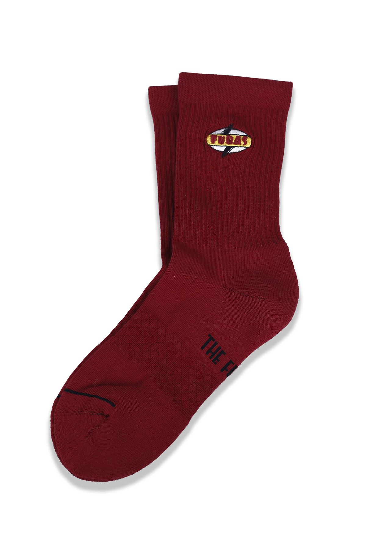 Fubas Embroidered Crew Socks - BORDO