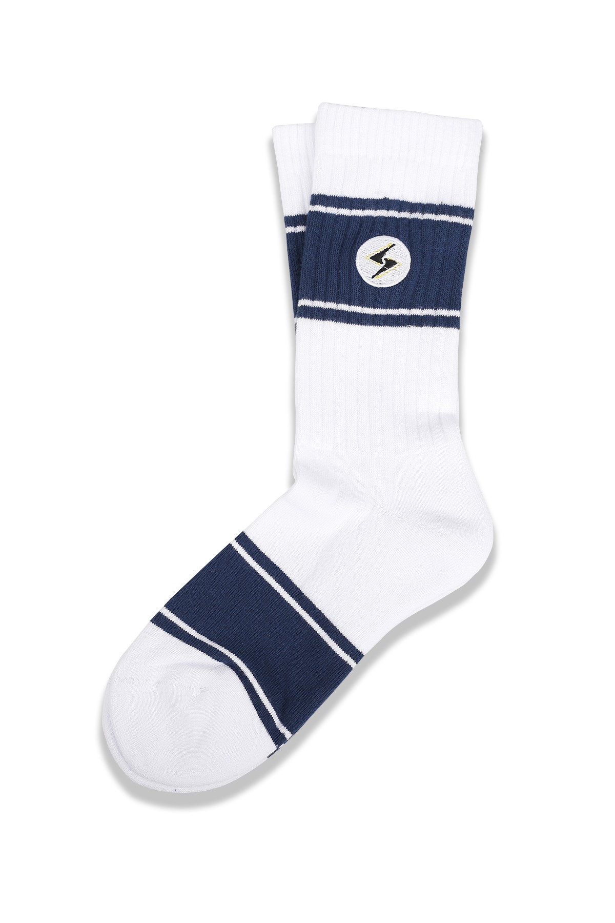 Stripe Lightning Socks - BEYAZ