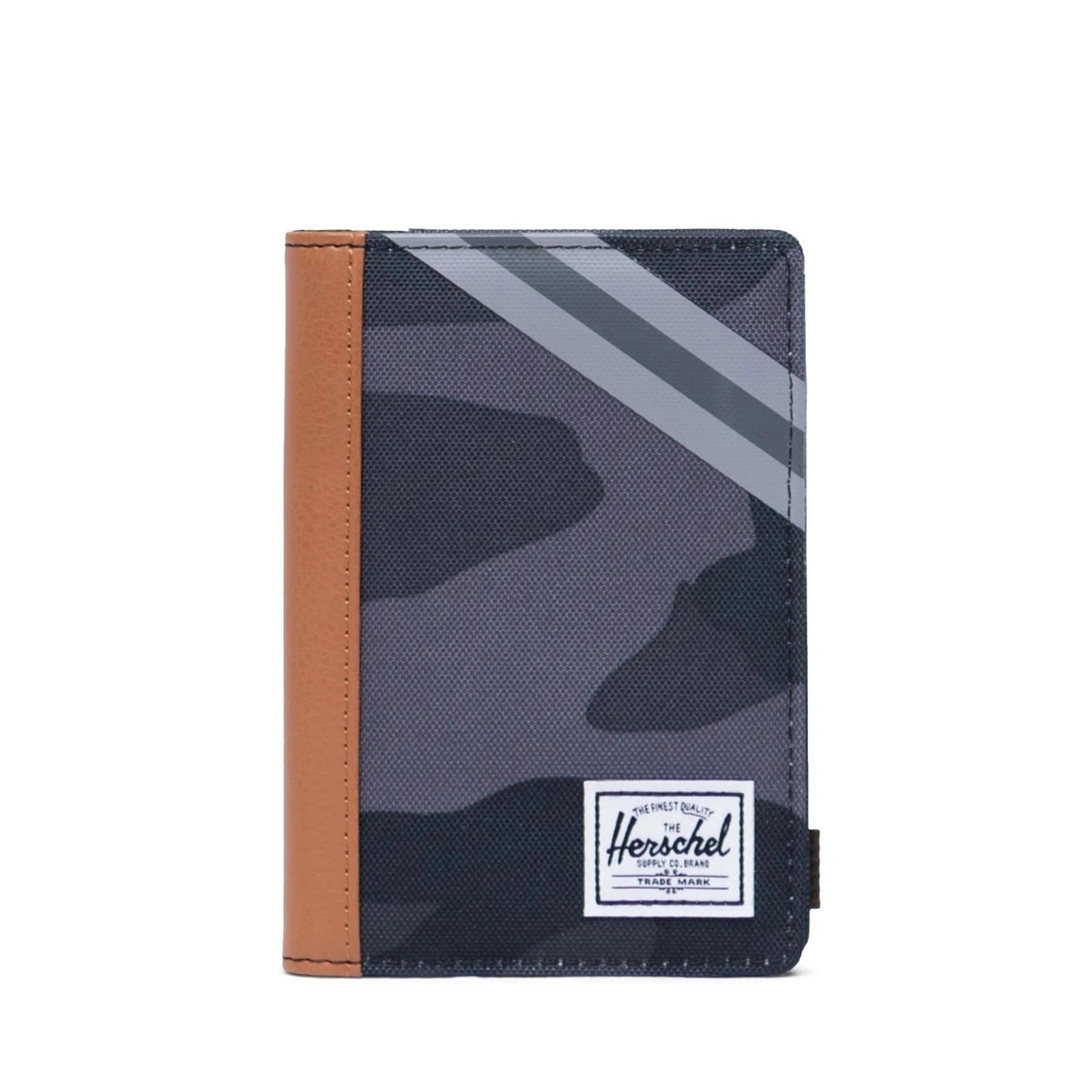 Herschel Raynor Passport Holder RFID Night Camo/Synthetic Leather Stripe Grey/Black