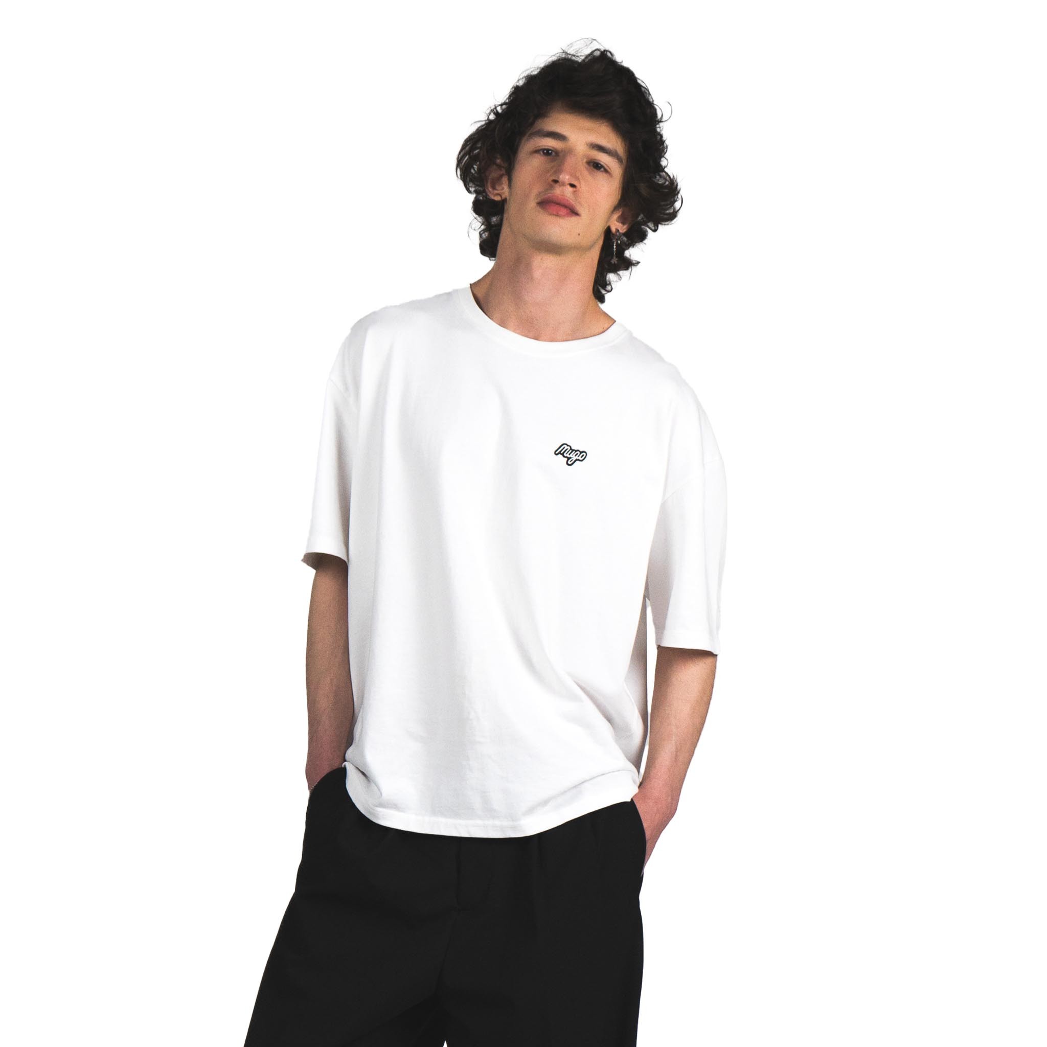 MUGO Basic Unisex Oversize T-shirt - Beyaz