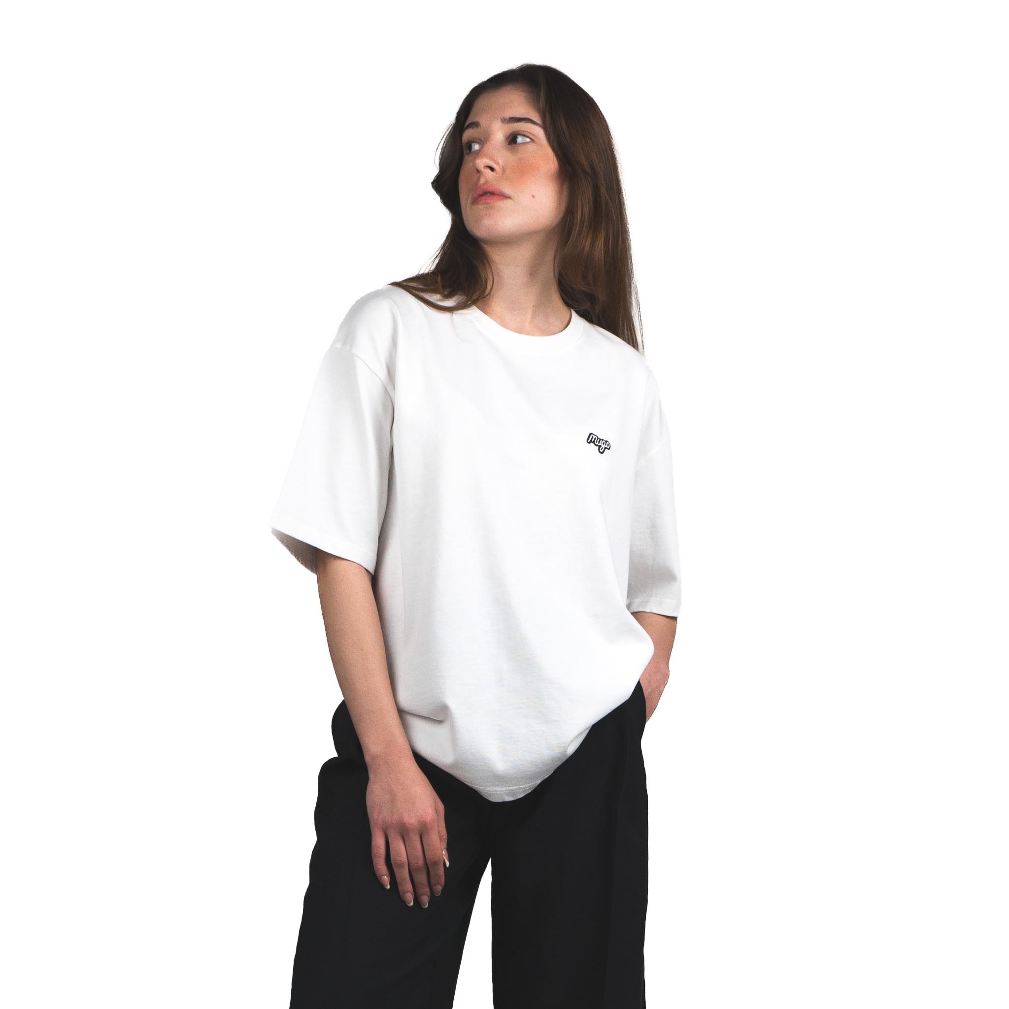MUGO Basic Unisex Oversize T-shirt - Beyaz