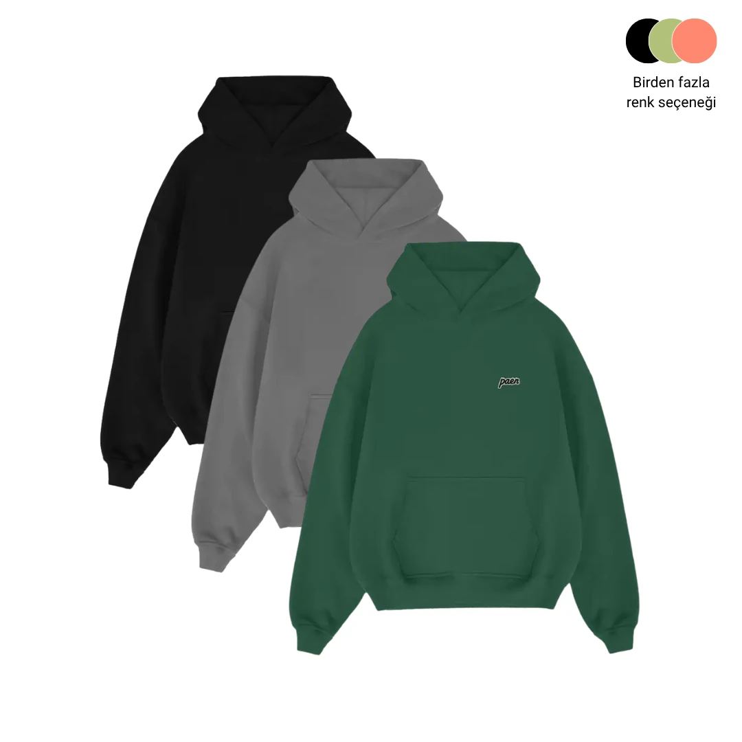 PAEN Basic Unisex 3'lü Hoodie Paketi