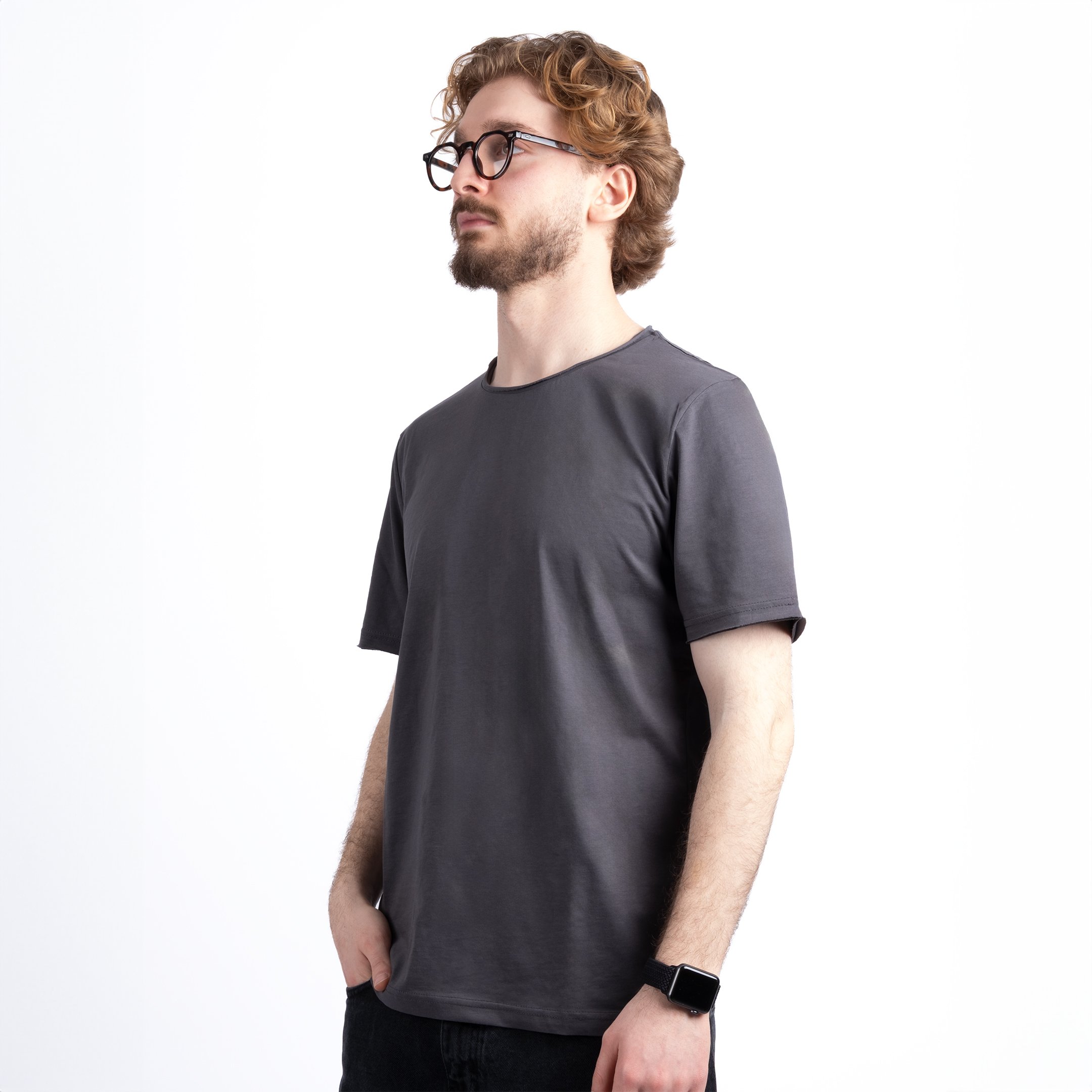 MUGO Pis Yaka Regular Fit Basic T-shirt - Antrasit
