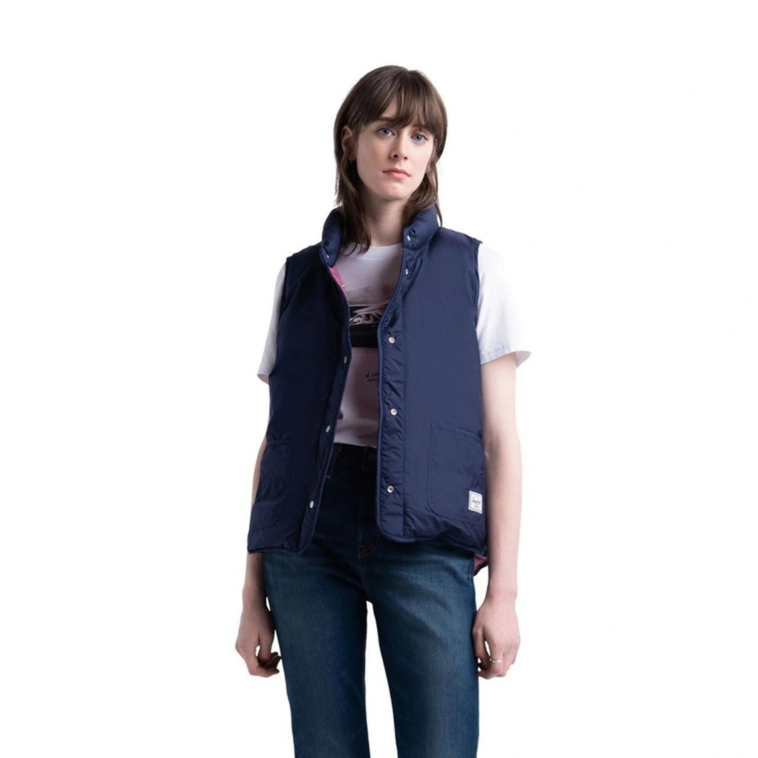 Herschel Featherless Reversible Vest Peacoat/Heather Rose/Blue Mirage Kadın Yelek
