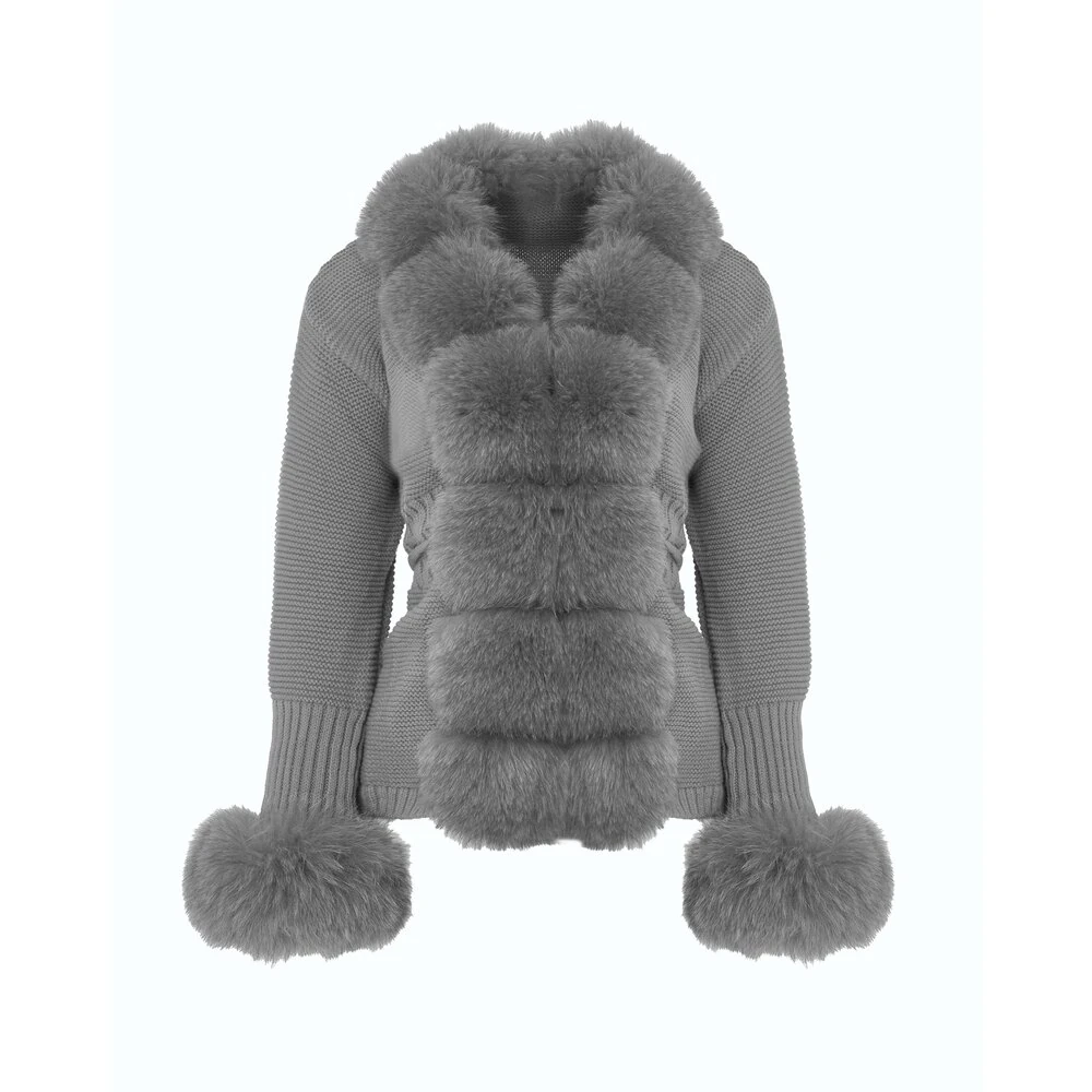 Original Fur Cardigan Gri