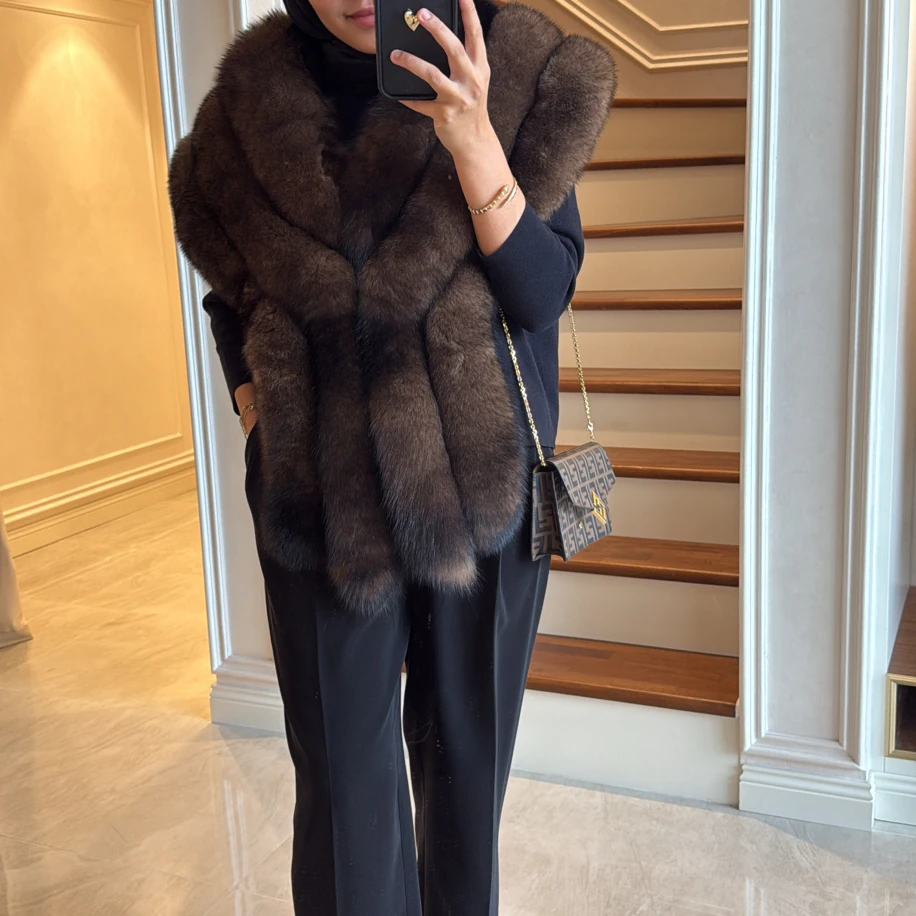 Regnal Fox Fur Collar Brown